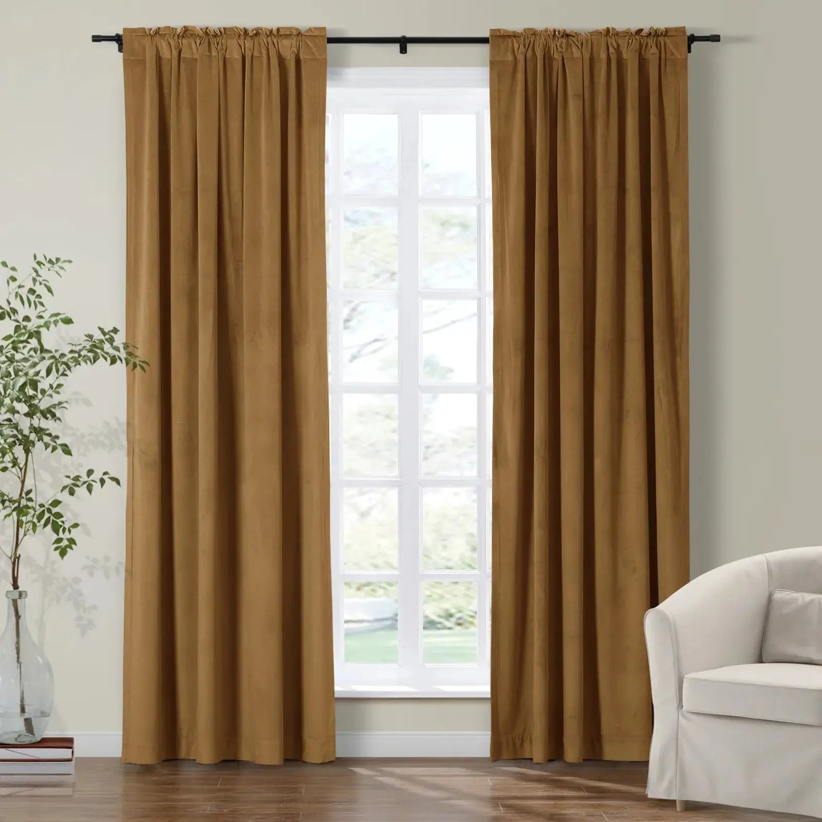 Luxury Birkin Velvet Curtains - Soft Blackout Drapes for Living Room & Bedroom - Premium Soundproof Thermal Insulated Window Treatments for Home Decor