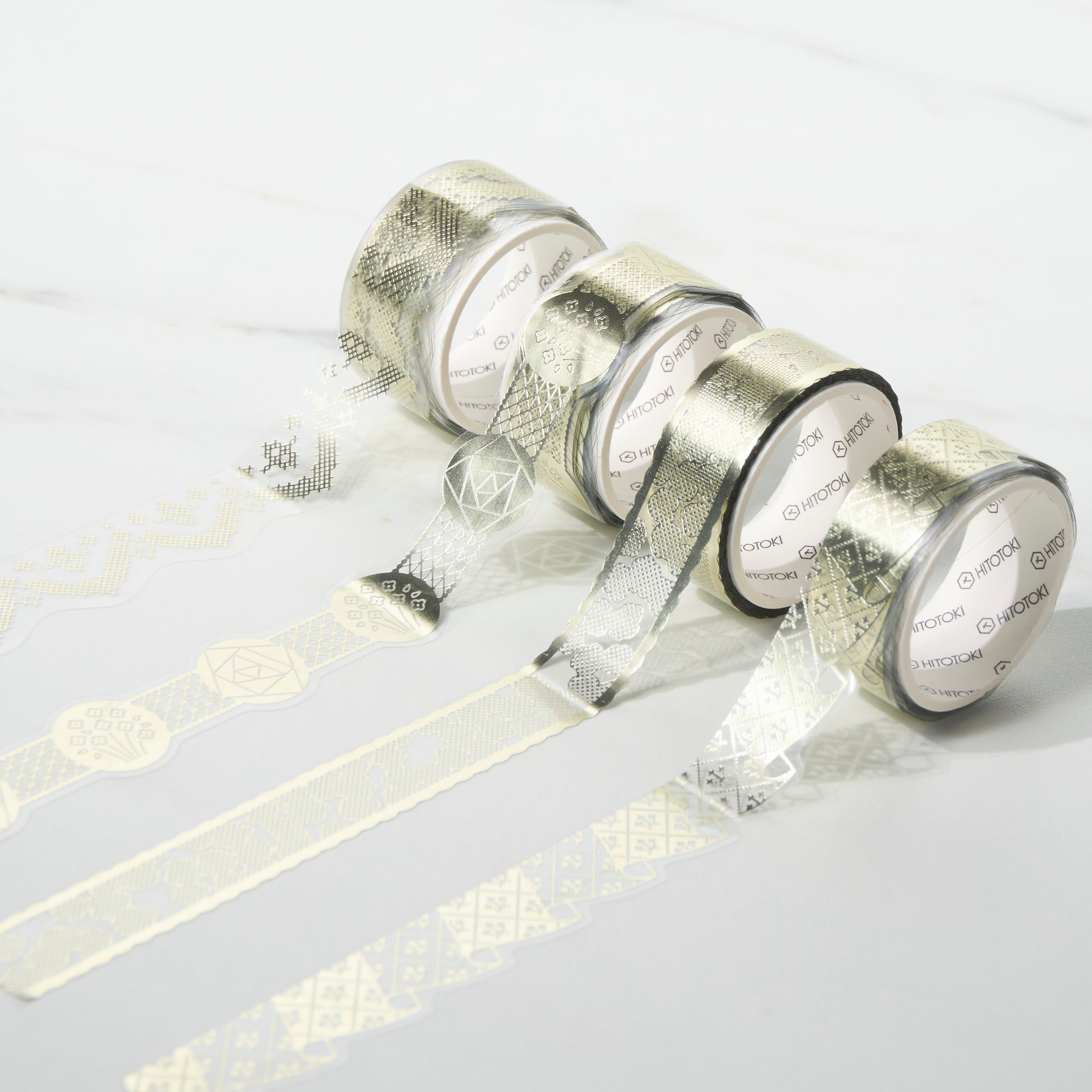 KING JIM SODA 5th Edition White Gold Foil X-Cut Masking Tape - Perfect for Scrapbooking, Gift Wrapping & DIY Crafts