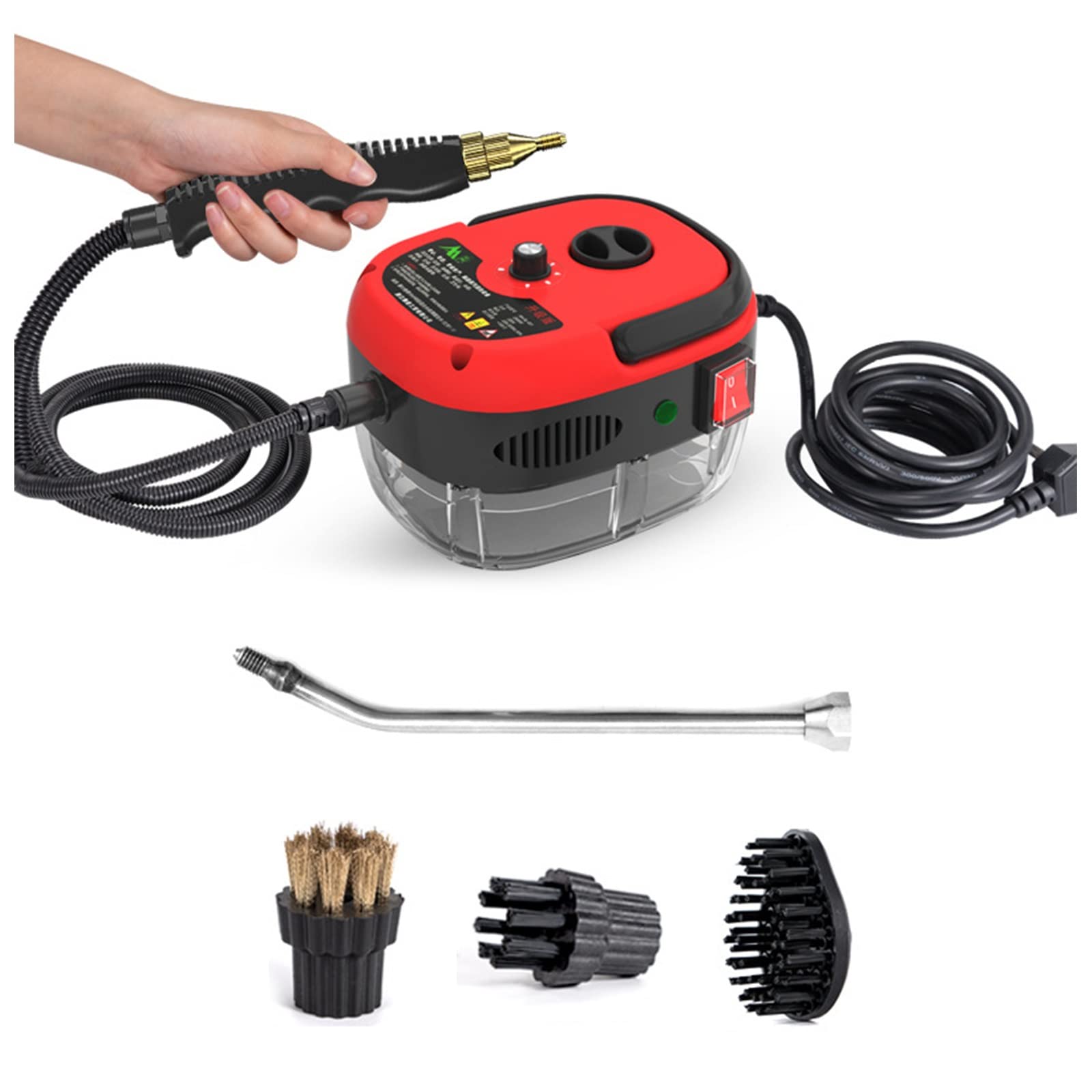 **Z&HA 2500W Handheld Steam Cleaner - Portable High-Pressure Steam Mop for Home, Kitchen, Bathroom, Car, Furniture - Automatic Pumping System (Red) - Perfect for Deep Cleaning Grime, Stains, and Sanitizing Surfaces**