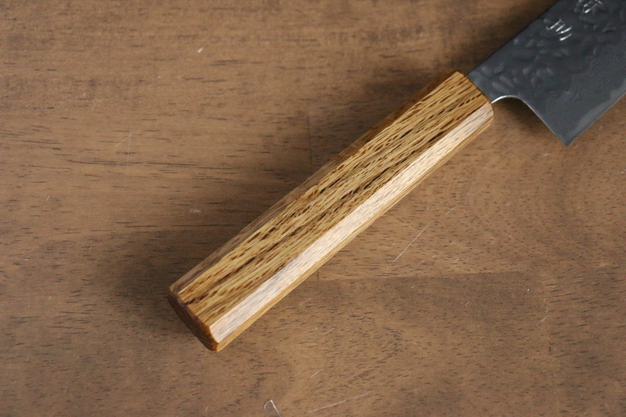 Premium AUS10 Damascus Steel Bunka Knife 170mm - Handcrafted Hammered Finish with Oak Handle - Perfect for Slicing, Dicing & Precision Kitchen Tasks