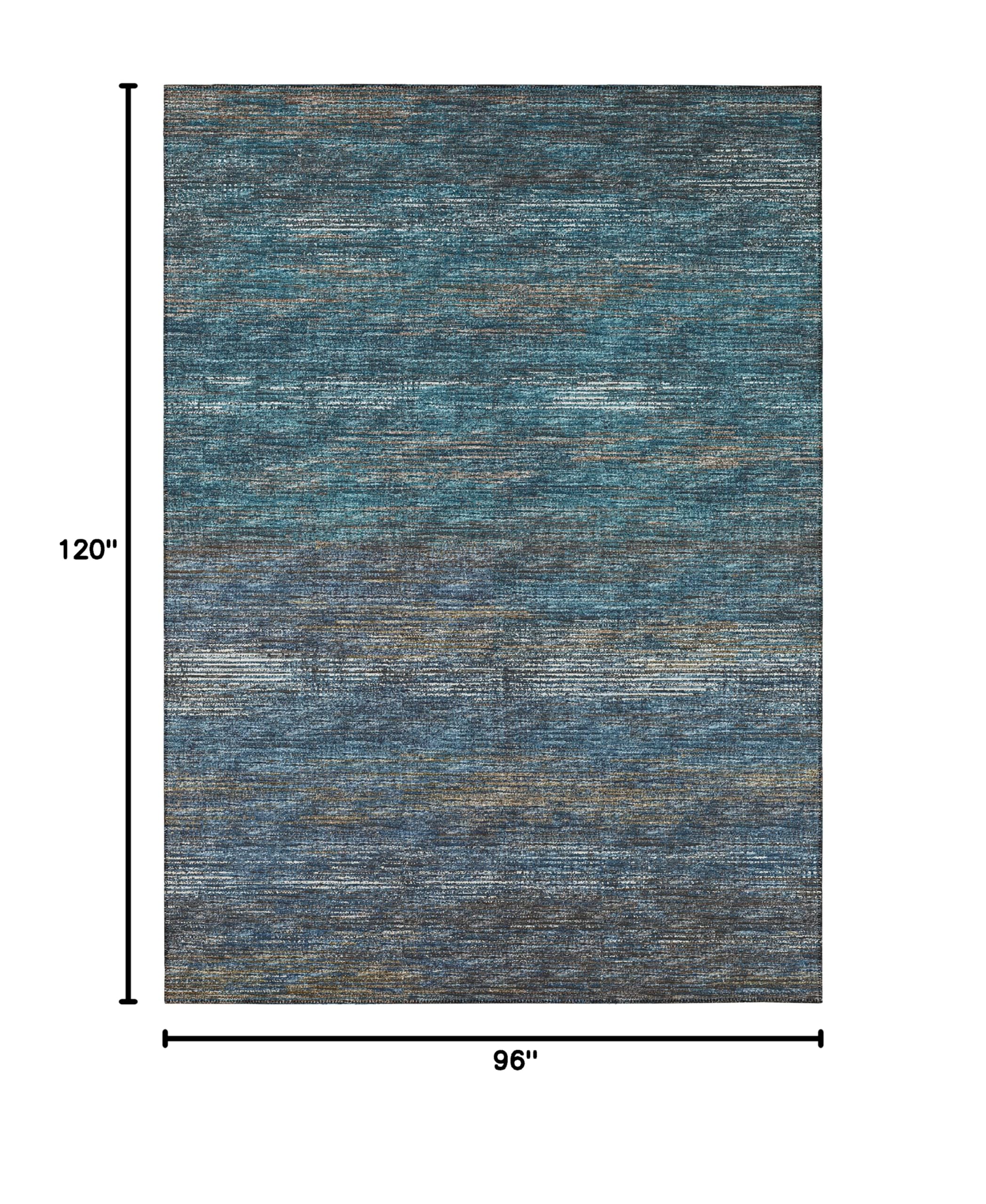 Addison Rugs Marston 8' x 10' Transitional Blue Indoor/Outdoor Area Rug - Stain Resistant, Machine Washable, Non-Shedding - Perfect for Bedroom, Living Room, Dining Room & Kitchen Decor