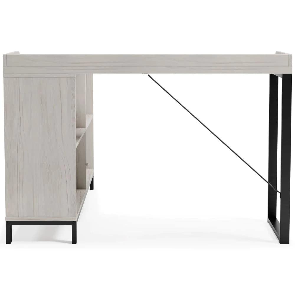 Signature Design by Ashley Bayflynn Modern L-Shaped Computer Desk - White & Black Home Office Furniture for Small Spaces & Gaming Setups