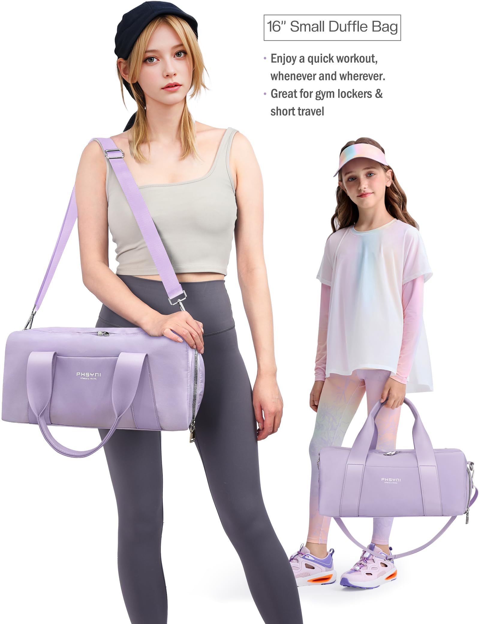 Small Sports Gym Bag for Women, Girls & Kids - 16
