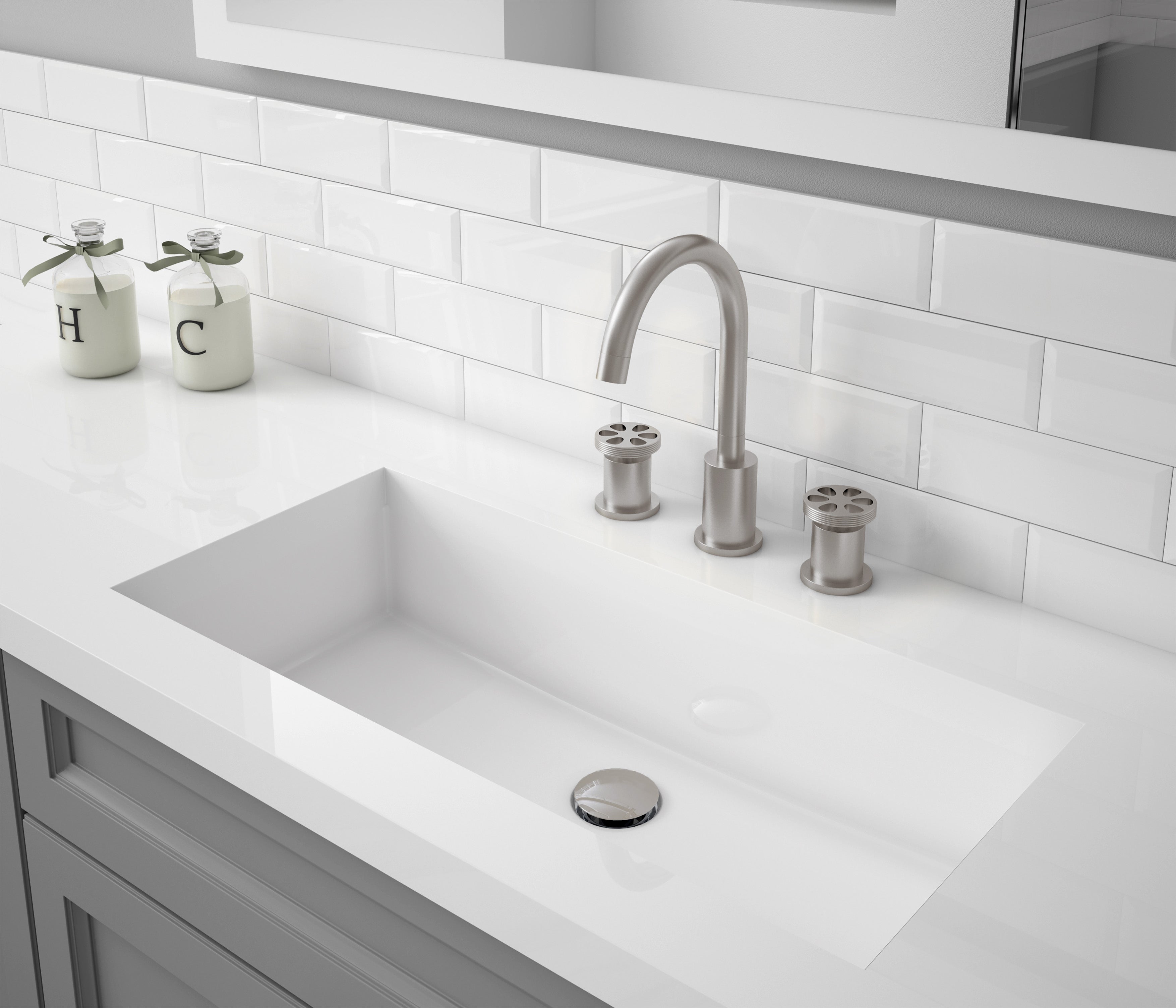 Ancona Nova Series Widespread Bathroom Faucet in Brushed Nickel - Modern Waterfall Design for Vanity Sinks, Perfect for Home & Hotel Bathroom Renovation