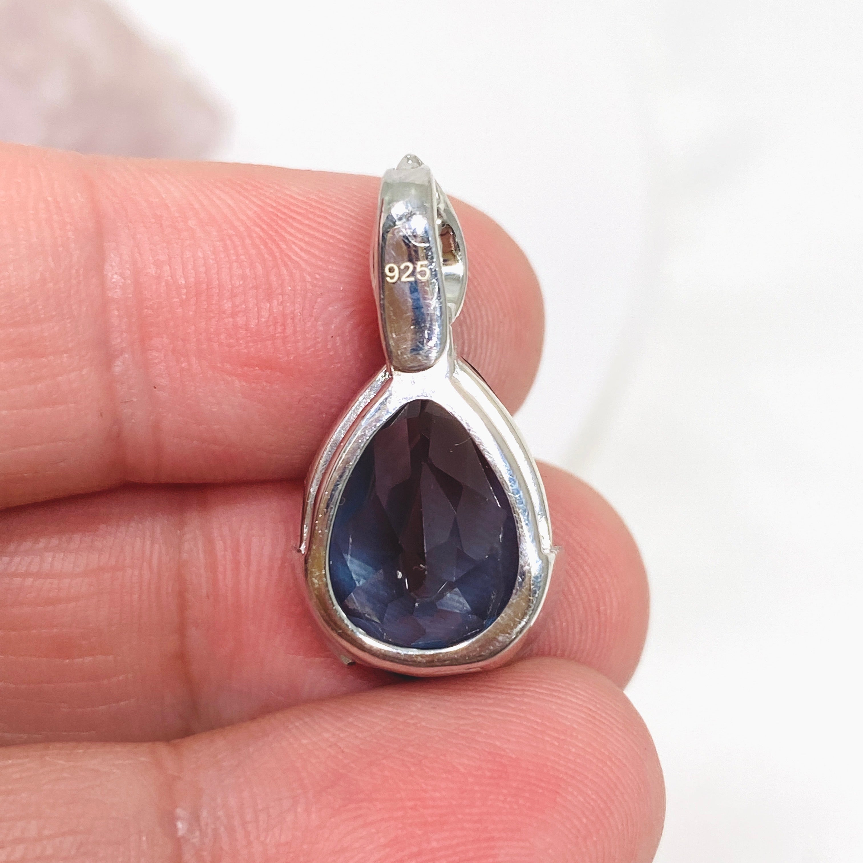 London Blue Topaz Teardrop Faceted Pendant Necklace with CZ Stones - Elegant Jewelry for Women, Perfect for Weddings, Parties & Special Occasions