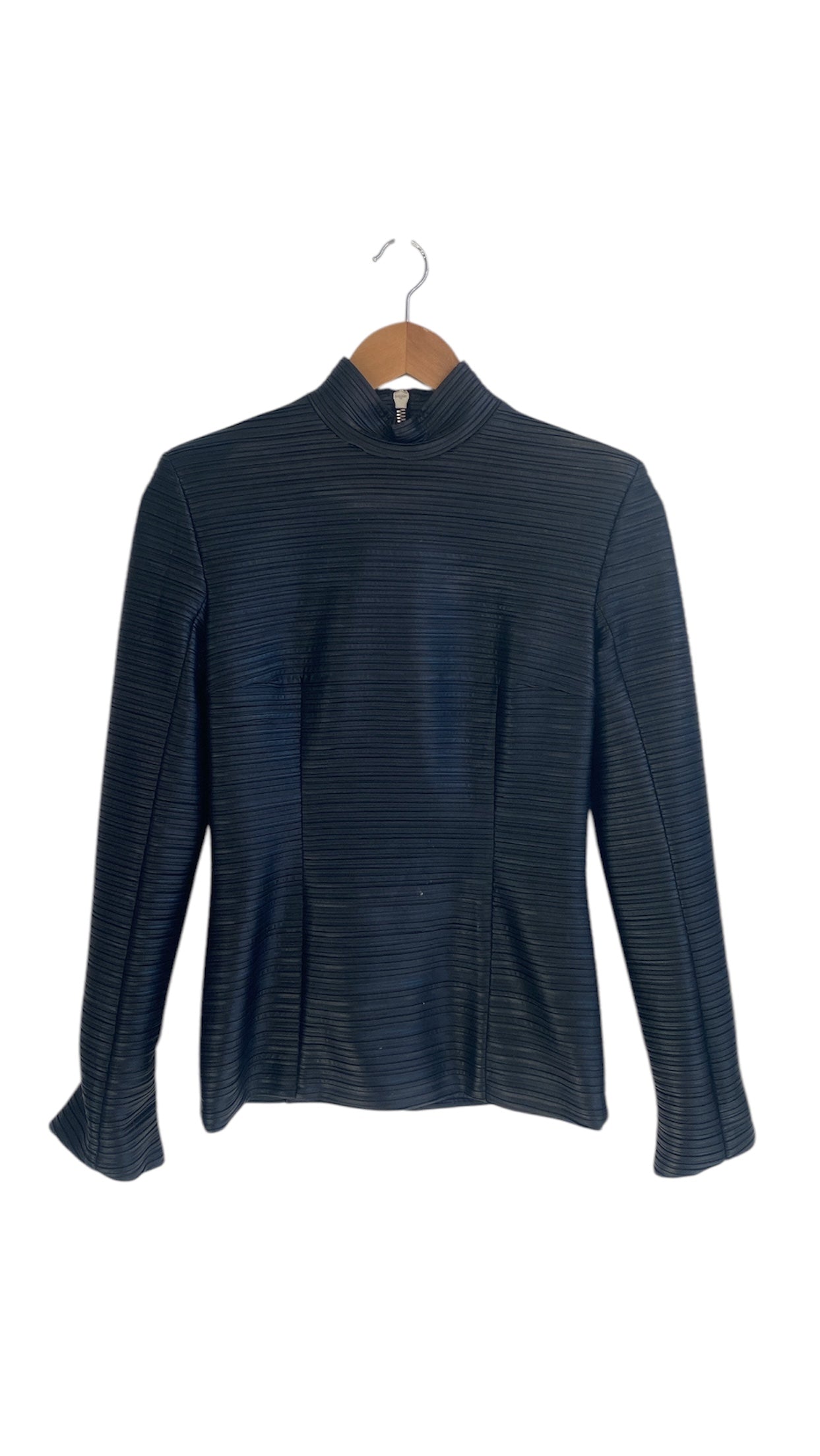 Balmain Faux Leather Ribbed Top for Women - Stylish Long Sleeve Turtleneck Shirt for Fall & Winter | Perfect for Office, Party & Night Out