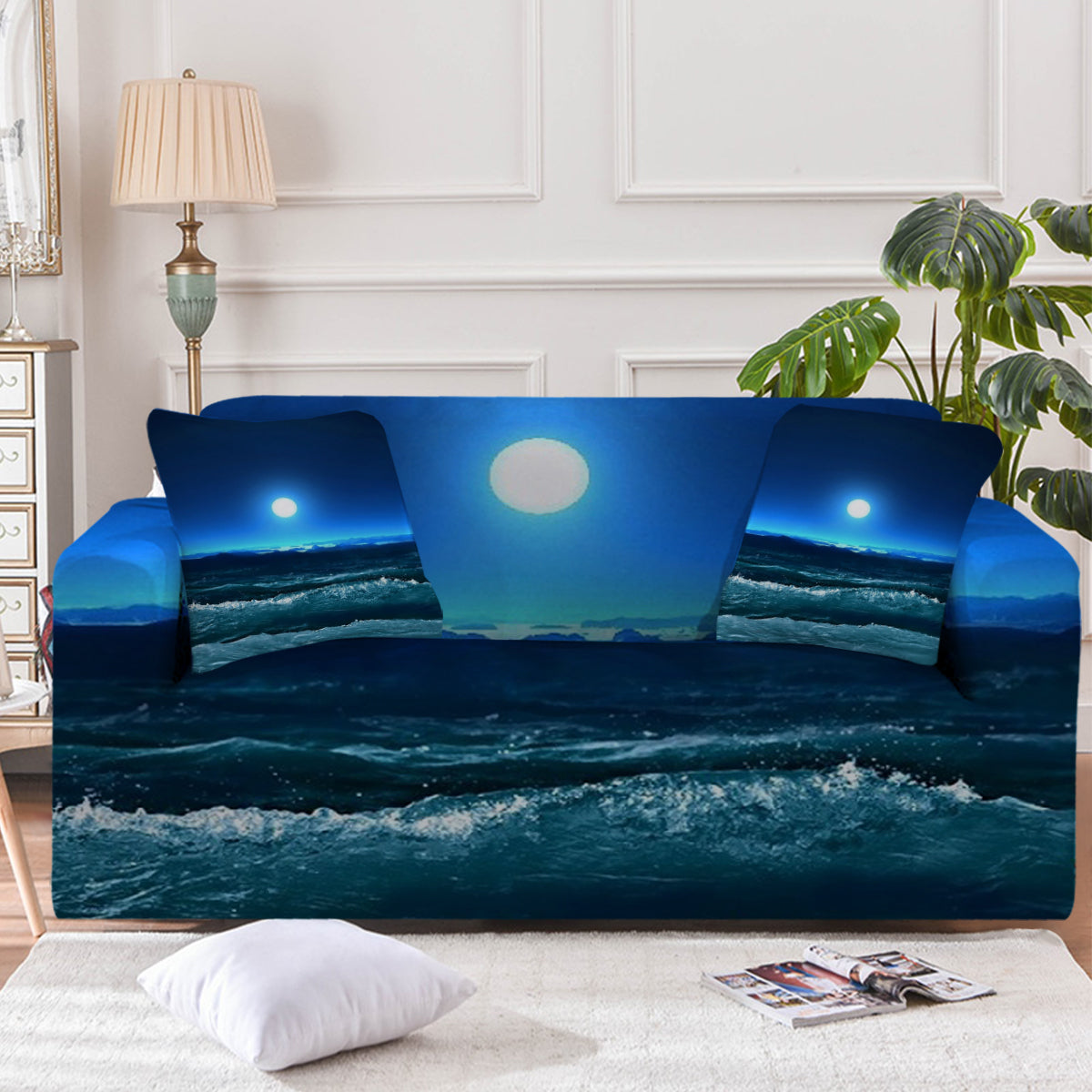 Moonlight Magic Sofa Cover - Soft Stretchable Couch Slipcover for Living Room, Washable Furniture Protector - Perfect for Pets, Kids & Everyday Use