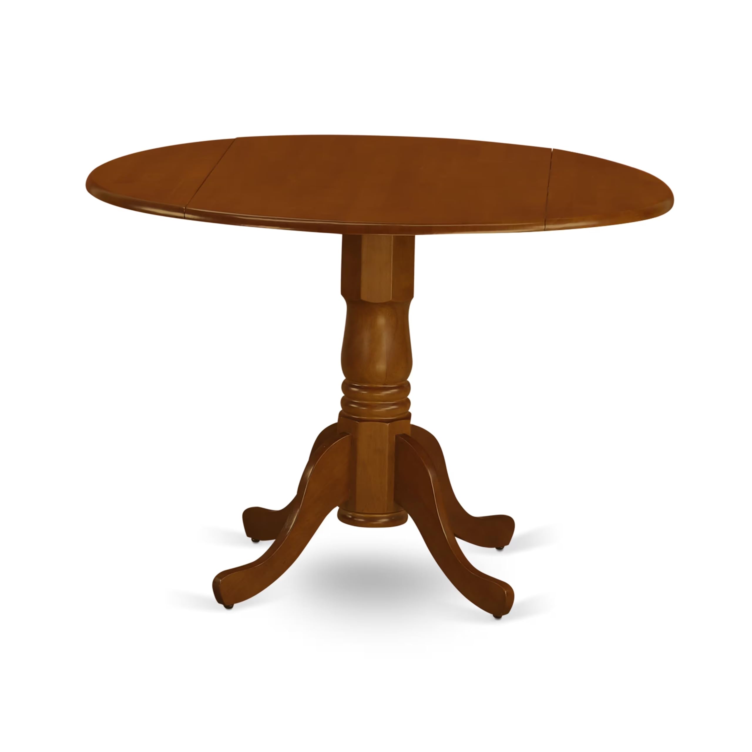 East West Furniture DLML3-SBR-W 3-Piece Round Drop Leaf Kitchen Table Set with 2 Chairs for Small Spaces, 42x42 Inch, Saddle Brown - Perfect for Apartments, Breakfast Nooks & Cozy Dining Areas