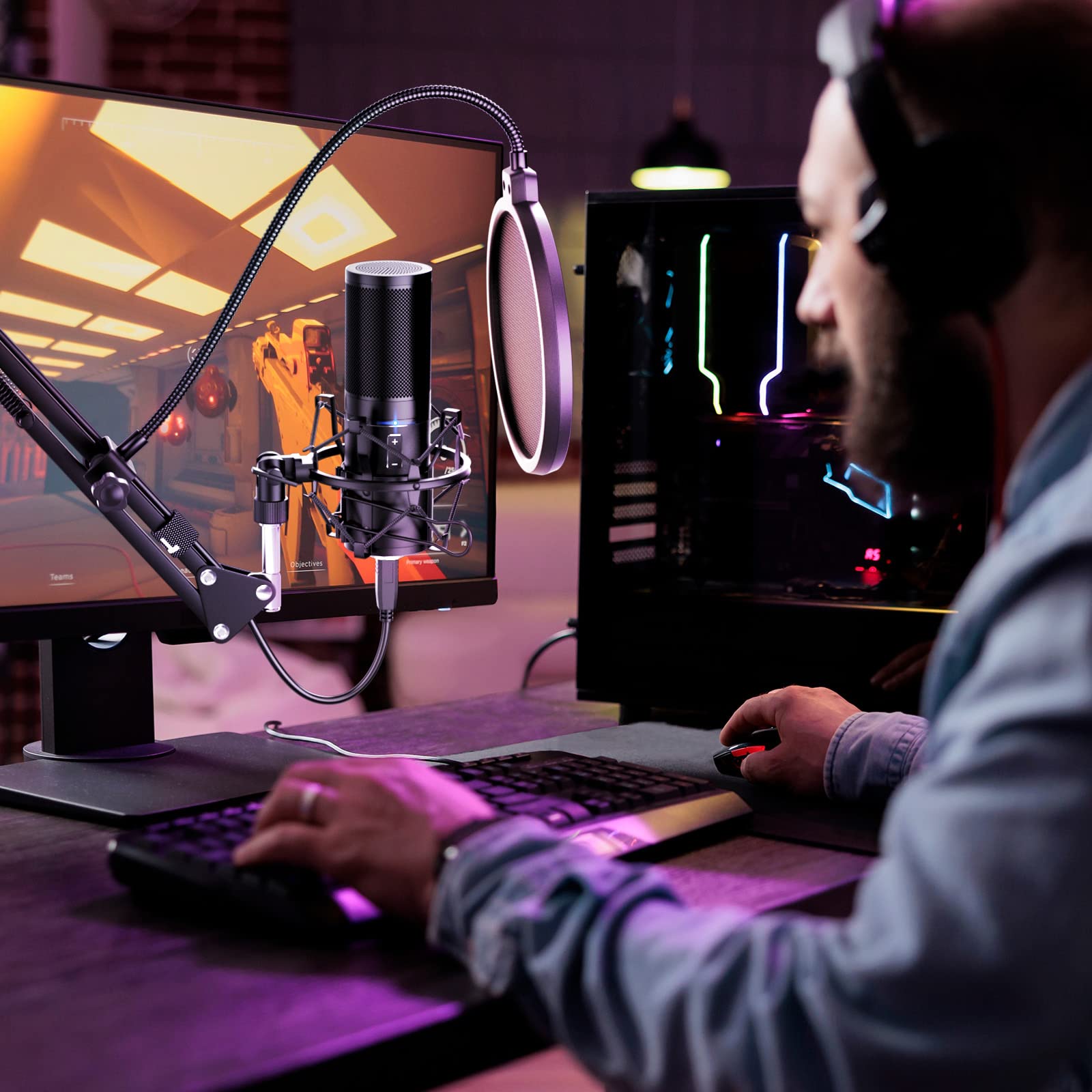 TONOR USB Podcast Microphone Kit - Professional Cardioid Condenser Mic for Gaming, Streaming & Recording | Compatible with PC, PS4/5, Discord & Twitch | Includes Adjustable Arm Stand | Perfect for YouTube, Singing & Live Broadcasts | Home Studio & Content Creation Essential