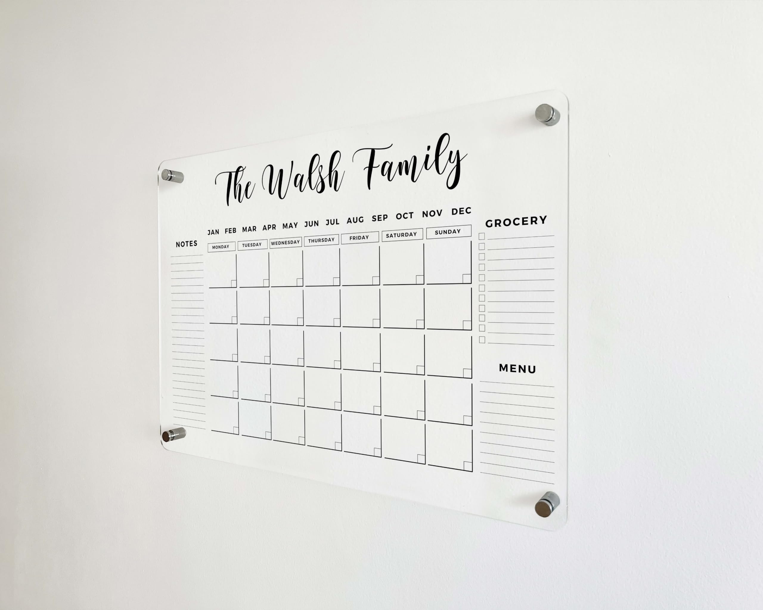 Personalized Acrylic Wall Calendar 2025 - Large 24