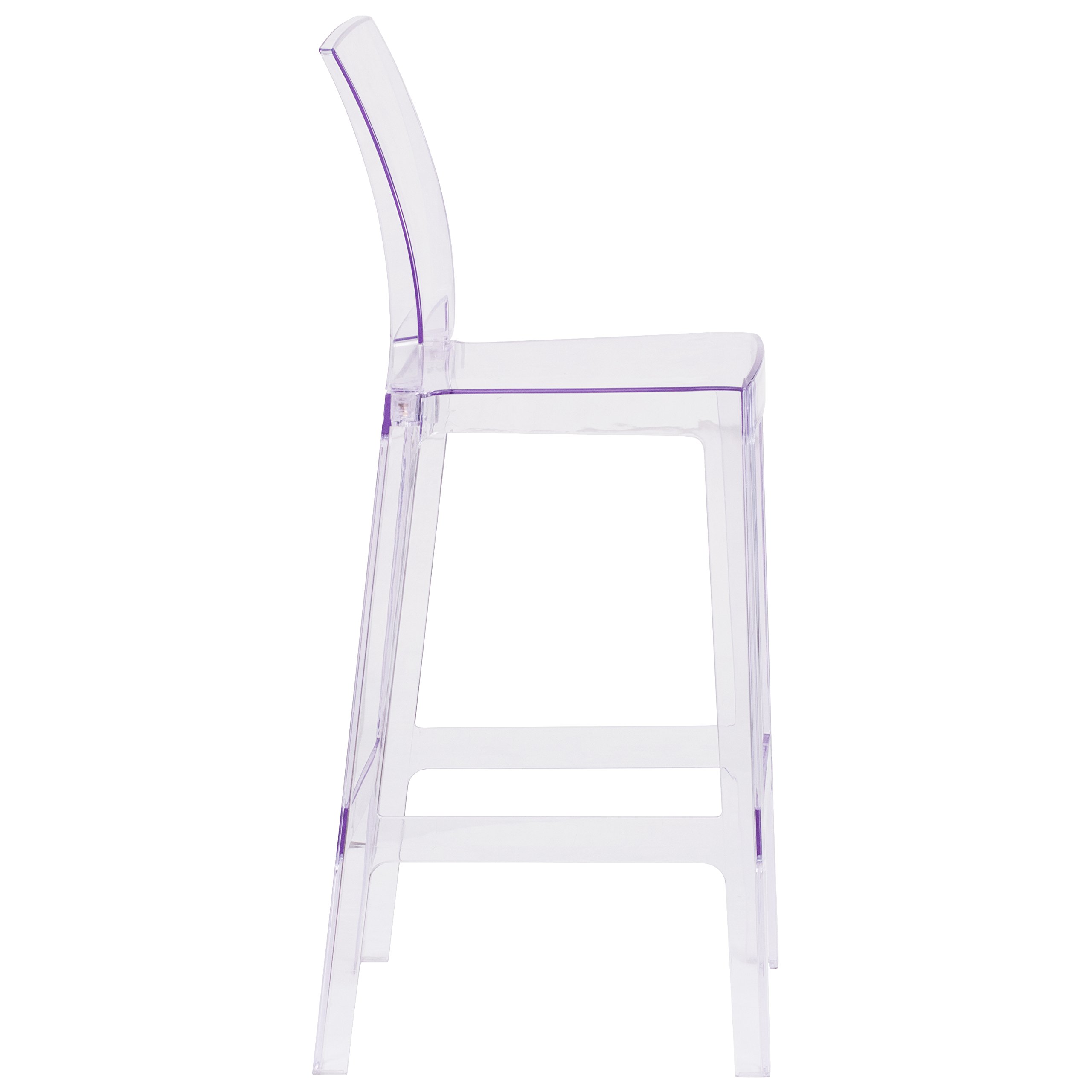 Ghost Bar Stool with Square Back - Transparent Crystal Acrylic Bar Stool for Modern Home, Kitchen Island, or Lounge Decor