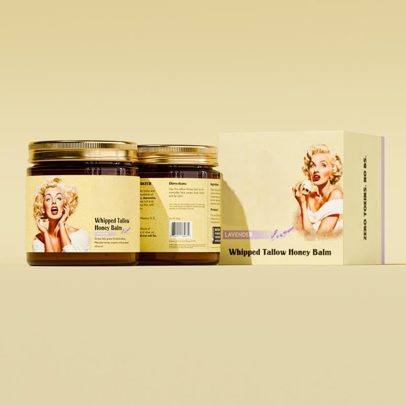 Organic Whipped Beef Tallow & Manuka Honey Face Cream - Hydrating Moisturizer for Dry Skin, Body Lotion & Lip Balm - Natural Skincare for Face, Hands & Lips - Perfect for Night Routine & Winter Care
