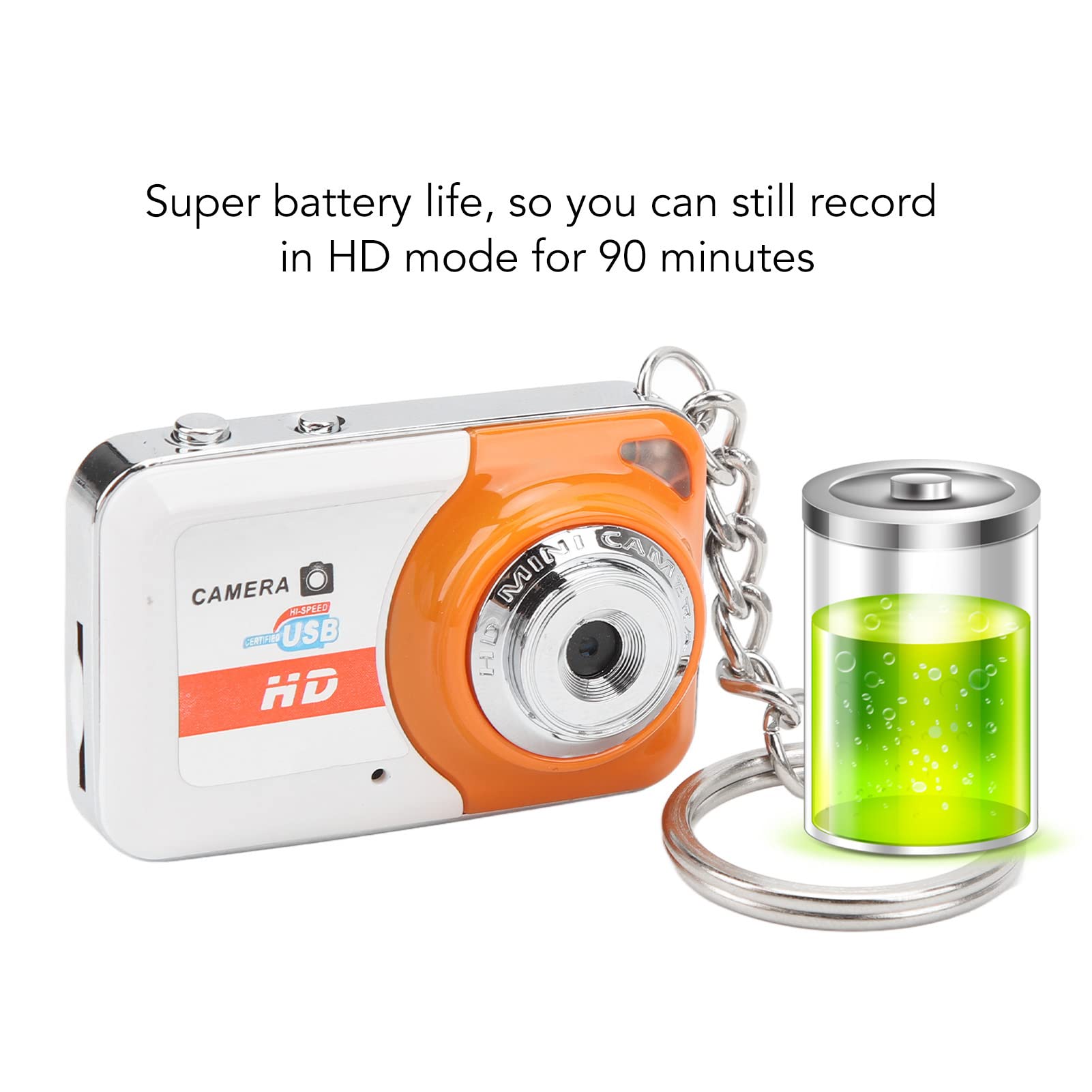 NOENNULL Ultra Mini Digital Camera - 1080P HD Portable Keychain Camera for Kids, Travel & Vlogging - Compact DV Camcorder with Lanyard (Orange) - Perfect for Parties, Outdoor Adventures & Everyday Use