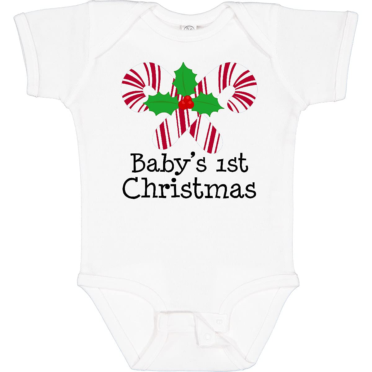 Inktastic Baby's 1st Christmas Candy Canes Baby Bodysuit - Cute Holiday Outfit for Newborns & Infants | Perfect for Christmas Photos, Family Gatherings & Holiday Celebrations