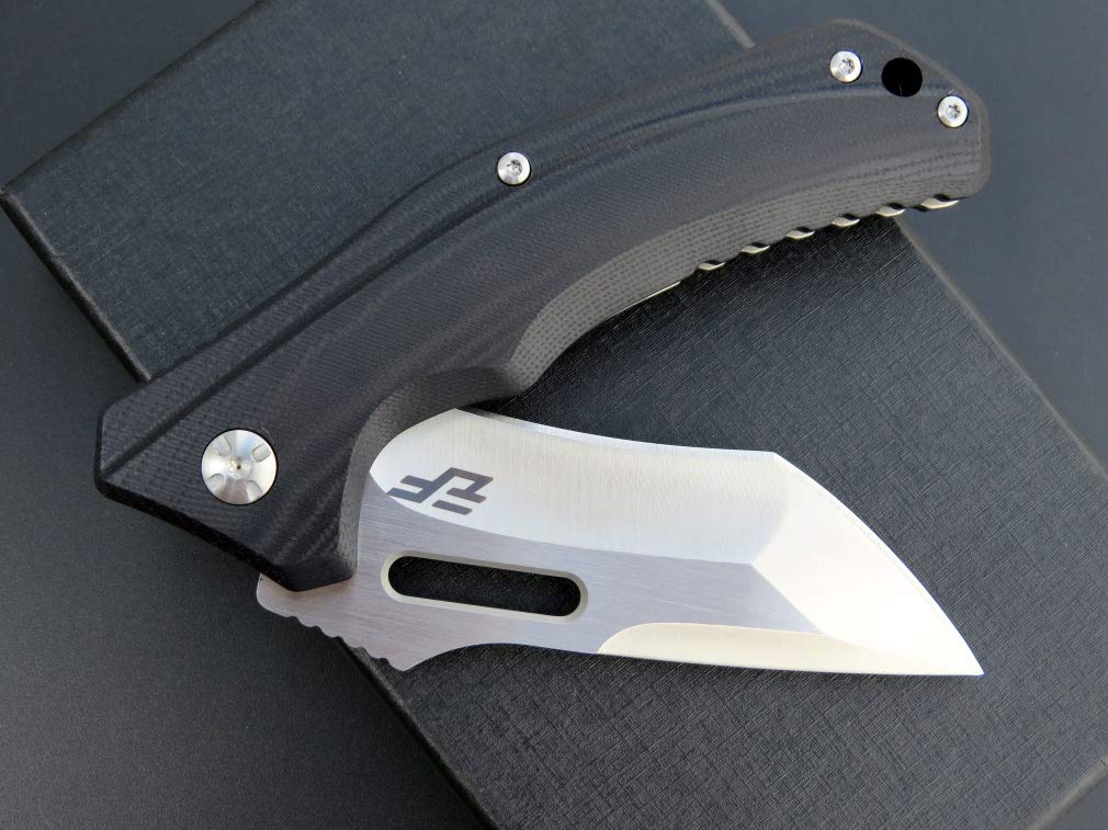 Eafengrow EF908 Tactical Folding Pocket Knife - D2 Steel Blade with Titanium Coating, G10 Handle, Liner Lock & Pocket Clip - Perfect for Camping, Survival, Hiking & Outdoor Adventures (Black)