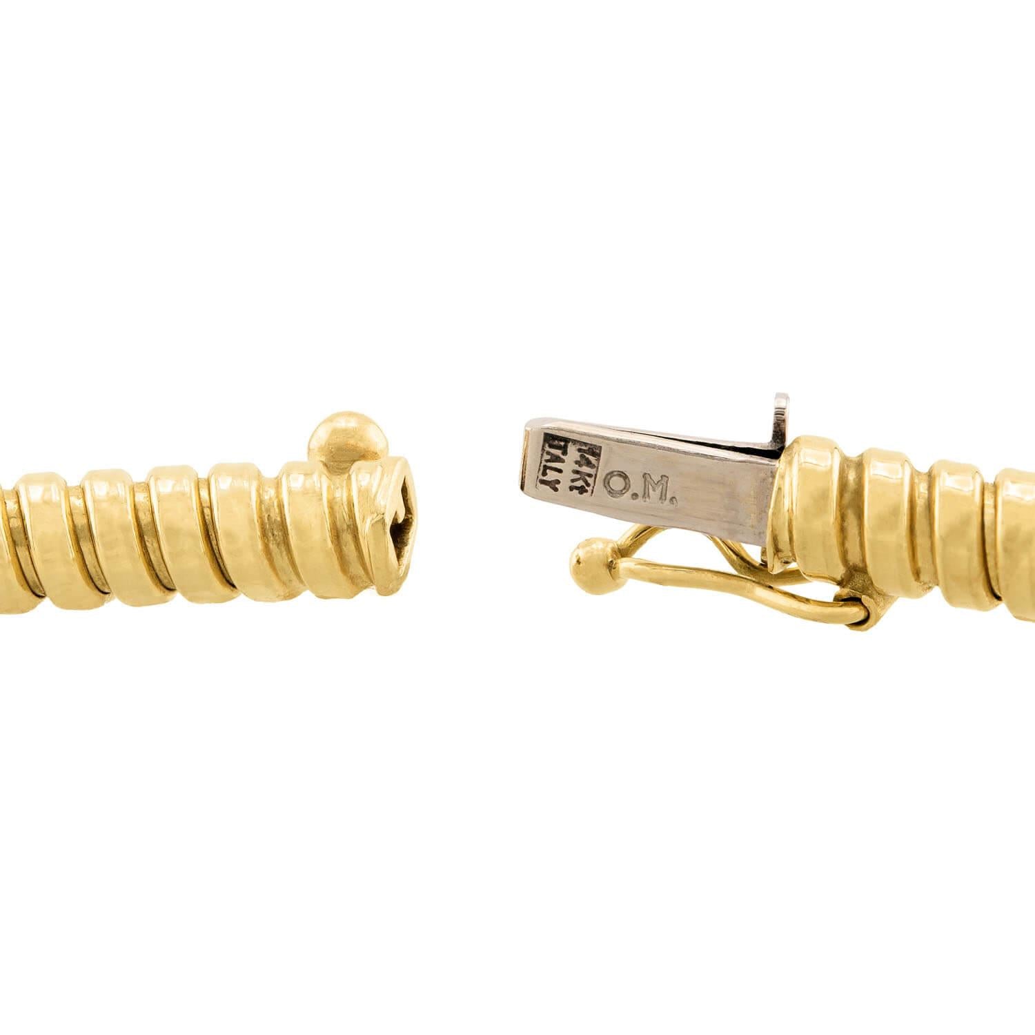 Vintage Italian 14k Gold Gas Pipe Chain Necklace 16 Inch - Perfect for Women's Everyday Wear, Layering & Gift Giving