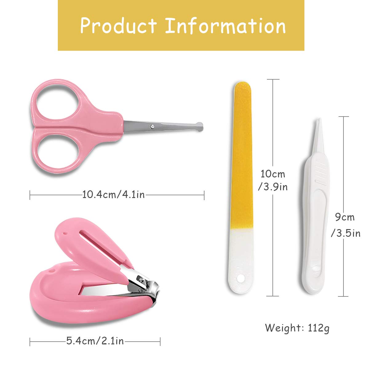 4-in-1 Transparent Lid Baby Nail Care Kit with Nail Clippers, Scissors, File & Tweezers - Safe Grooming Set for Newborns, Infants & Toddlers (Pink) | Perfect for Gentle At-Home Baby Nail Trimming and Care