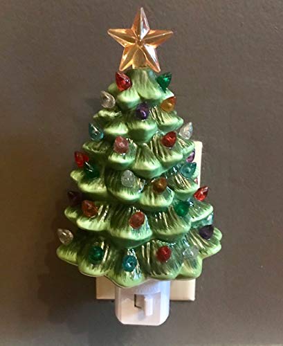 Ceramic Christmas Tree Night Light - Green Holiday Decor for Home, Bedroom, Nursery - Perfect for Christmas Decorations & Festive Ambiance