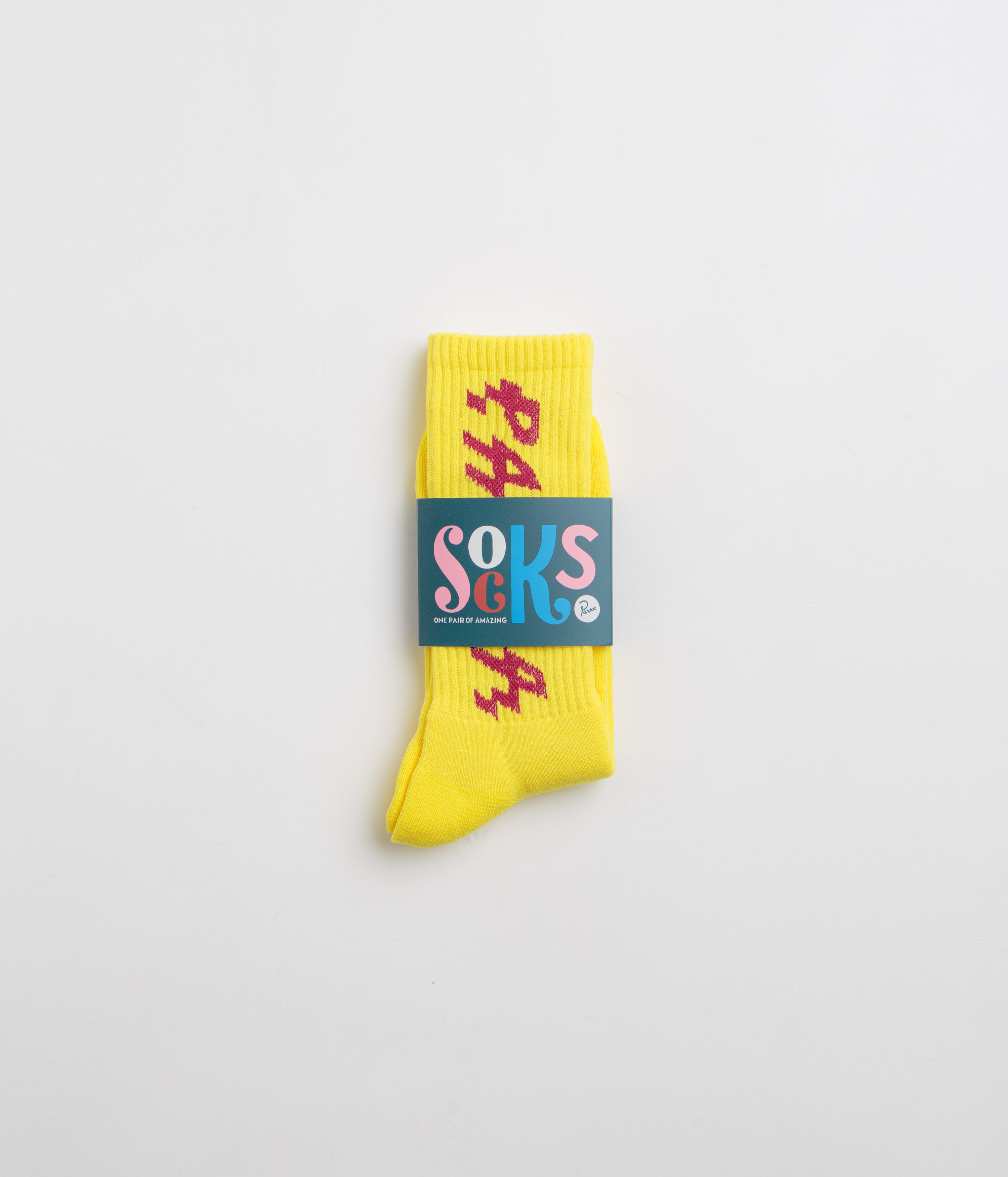 Parra Shocker Logo Crew Socks - Yellow Unisex Cotton Socks for Men & Women - Perfect for Casual Wear, Sports & Gifts