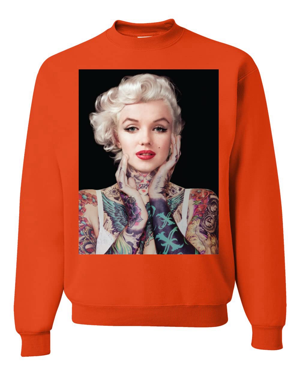 Wild Bobby Marilyn Monroe Tattoo Design Black Pop Culture Unisex Crewneck Graphic Sweatshirt | Vintage Style Streetwear for Men & Women | Perfect for Concerts, Parties & Casual Outfits