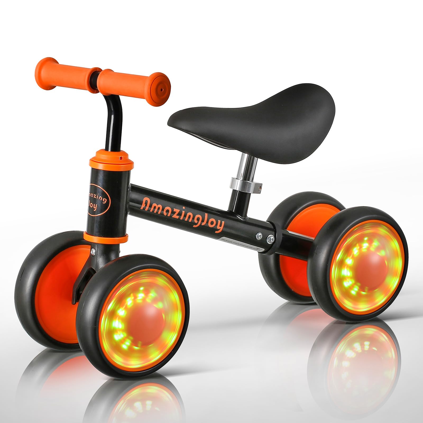 Colorful LED Balance Bike for 1-2 Year Olds - Adjustable Seat Toddler Bike | Perfect First Birthday Gift & Learning Walker Toy