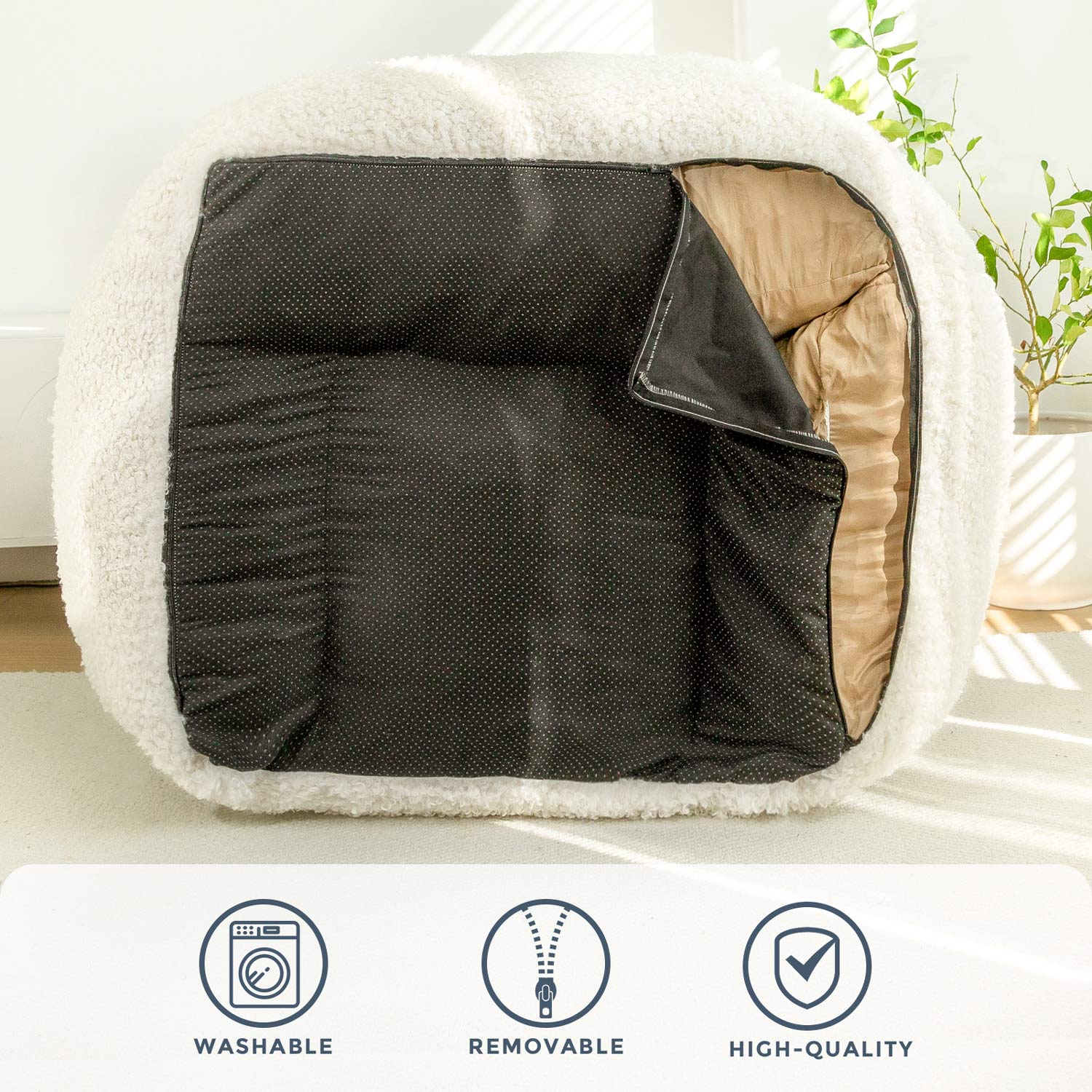MAXYOYO Large Wool Bean Bag Chair with Pillow - Ultra Comfortable Lounge Chair for Adults & Teens - Perfect for Reading, Gaming, and Relaxing in Living Room, Bedroom or Dorm