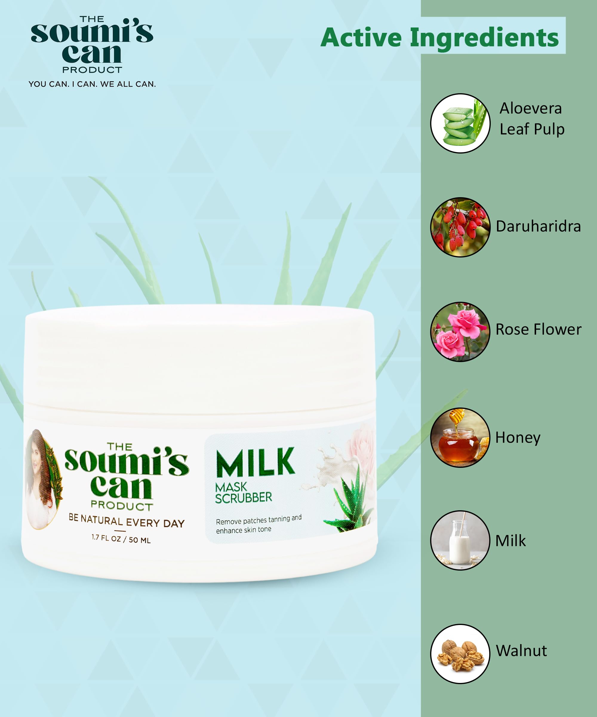 SOUMI's CAN Milk Mask Scrubber 50ml - Deep Cleansing & Exfoliating Face Scrub for Glowing Skin | Pack of 1 | Perfect for Daily Skincare Routine & Spa Days