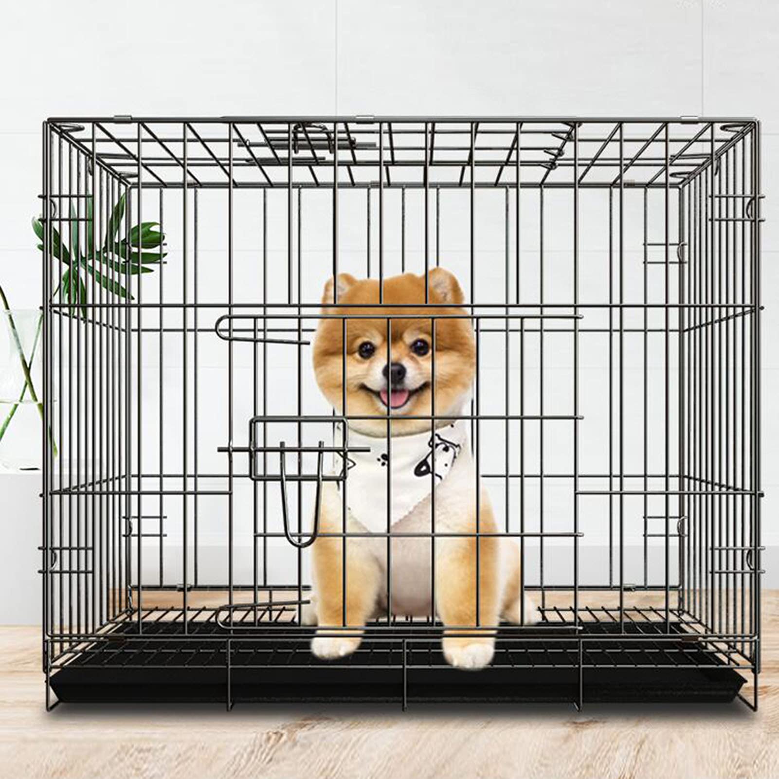 Heavy Duty Folding Metal Dog Crate with Lock - 27.5