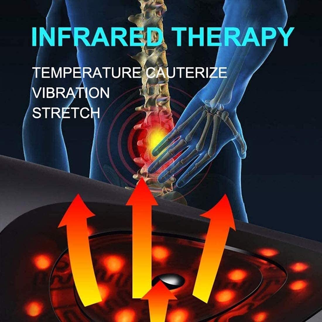 DSJ Electric Lumbar Traction Device with Heat & Vibration - Back Massager for Sciatica Pain Relief, Inflatable Back Stretcher for Spine Decompression - Perfect for Office Workers, Drivers & Home Use