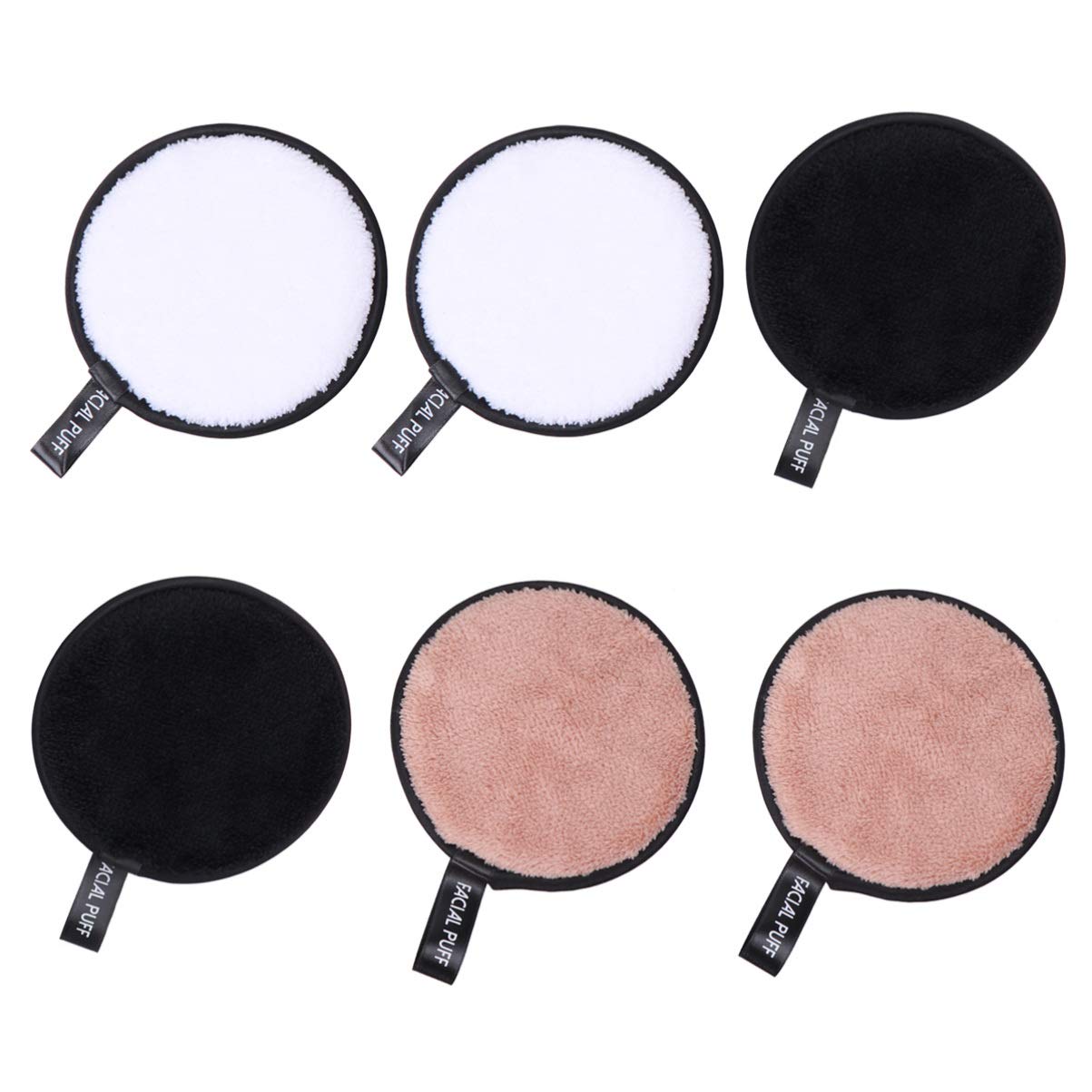 FOMIYES Reusable Round Makeup Remover Pads - 6 Pack Double-Sided Cotton Facial Cleansing Pads for Women & Students | Gentle Makeup Removal, Face Washing & Skincare Routine