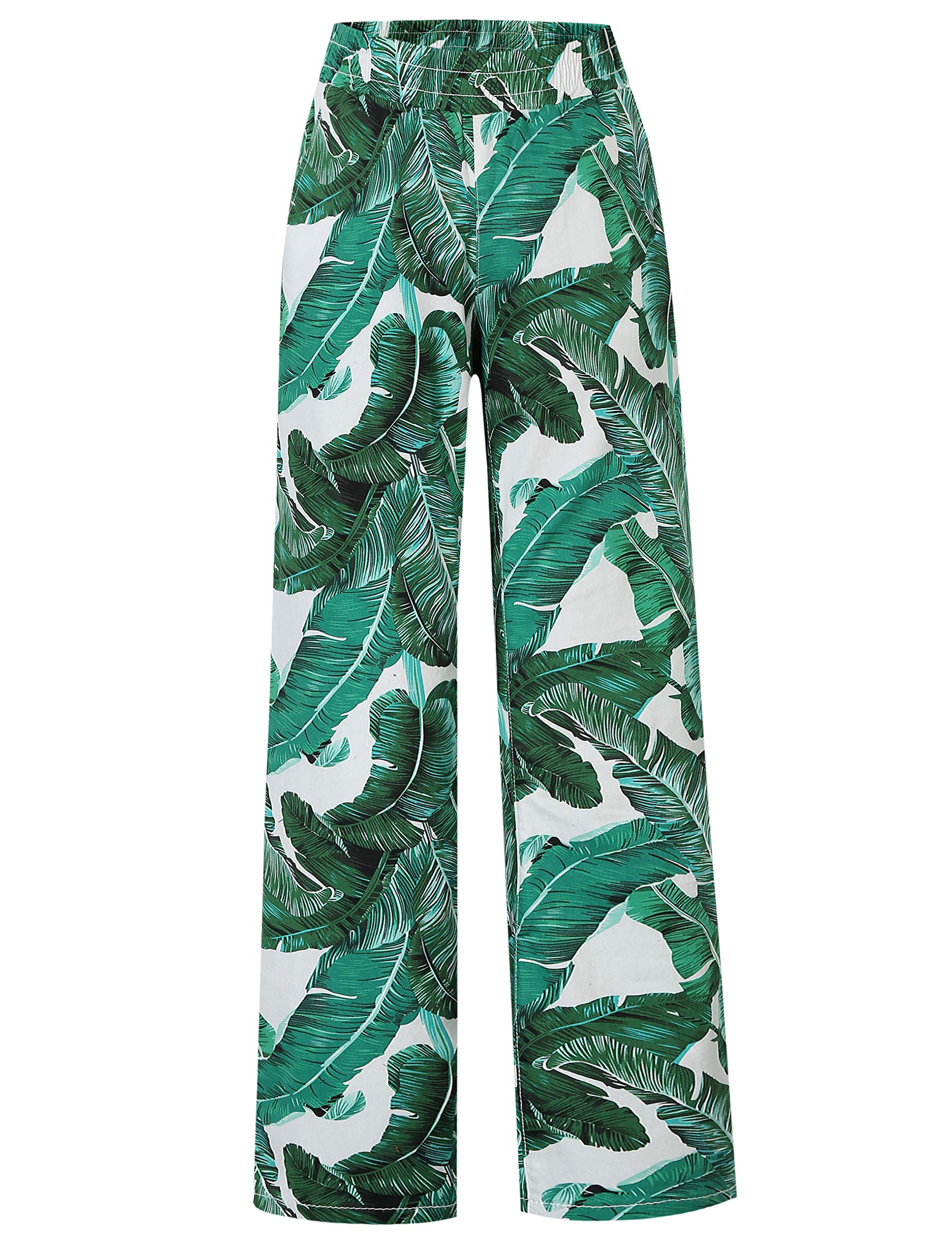 SSLR Women's Lounge Pants - Soft Floral Hibiscus Print Wide Leg Palazzo Pants for Women | Comfortable Elastic Waist Casual Pajama Pants for Yoga, Home, Sleep & Relaxation