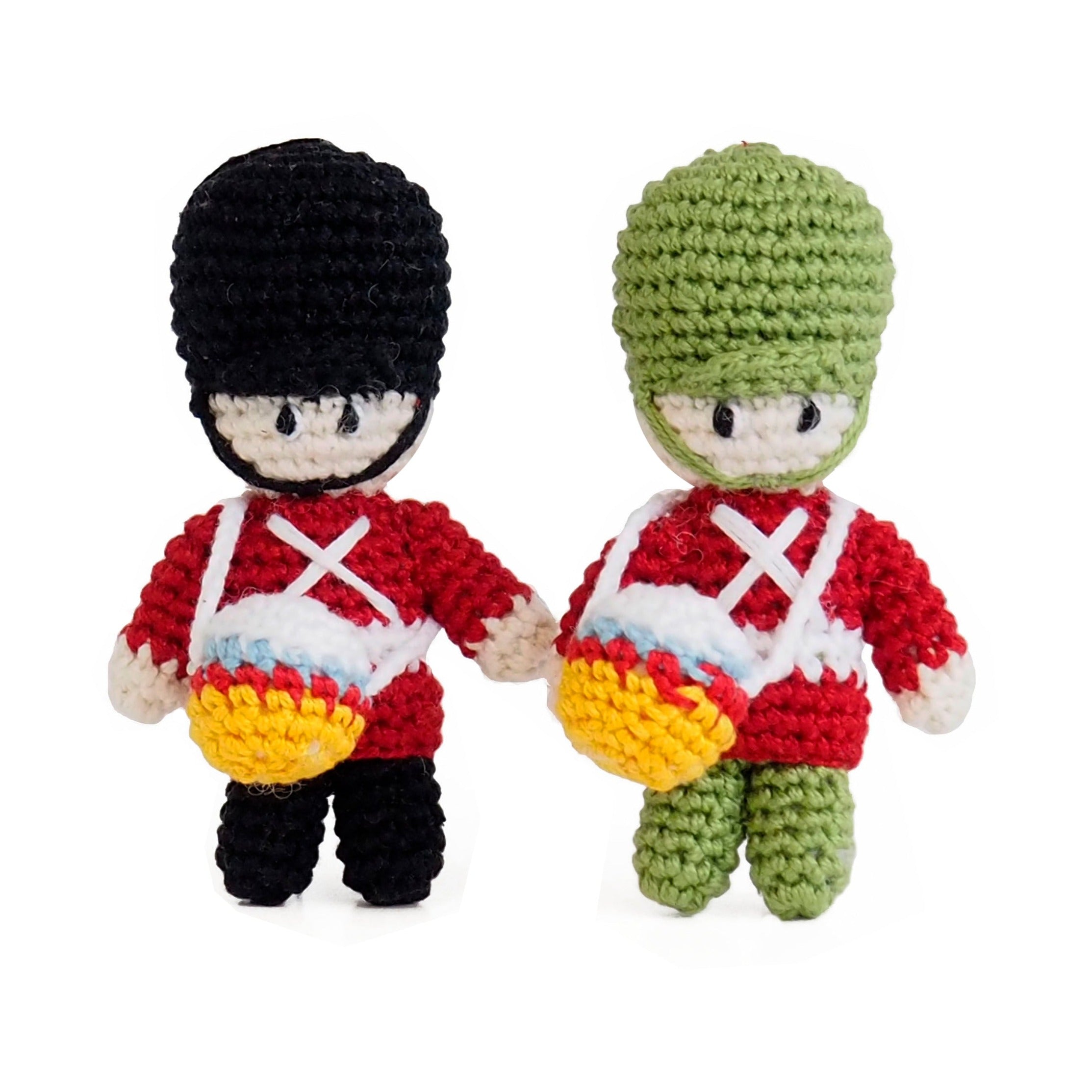 Handmade Crochet Drummer Boy Christmas Ornaments - Set of 2 Adorable Holiday Tree Decorations for Festive Home & Office Decor
