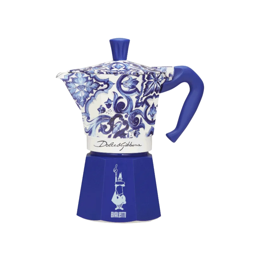 Bialetti Dolce & Gabbana Moka Express Blue Stovetop Espresso Maker - Perfect for Home Brewing Italian Coffee & Gifts