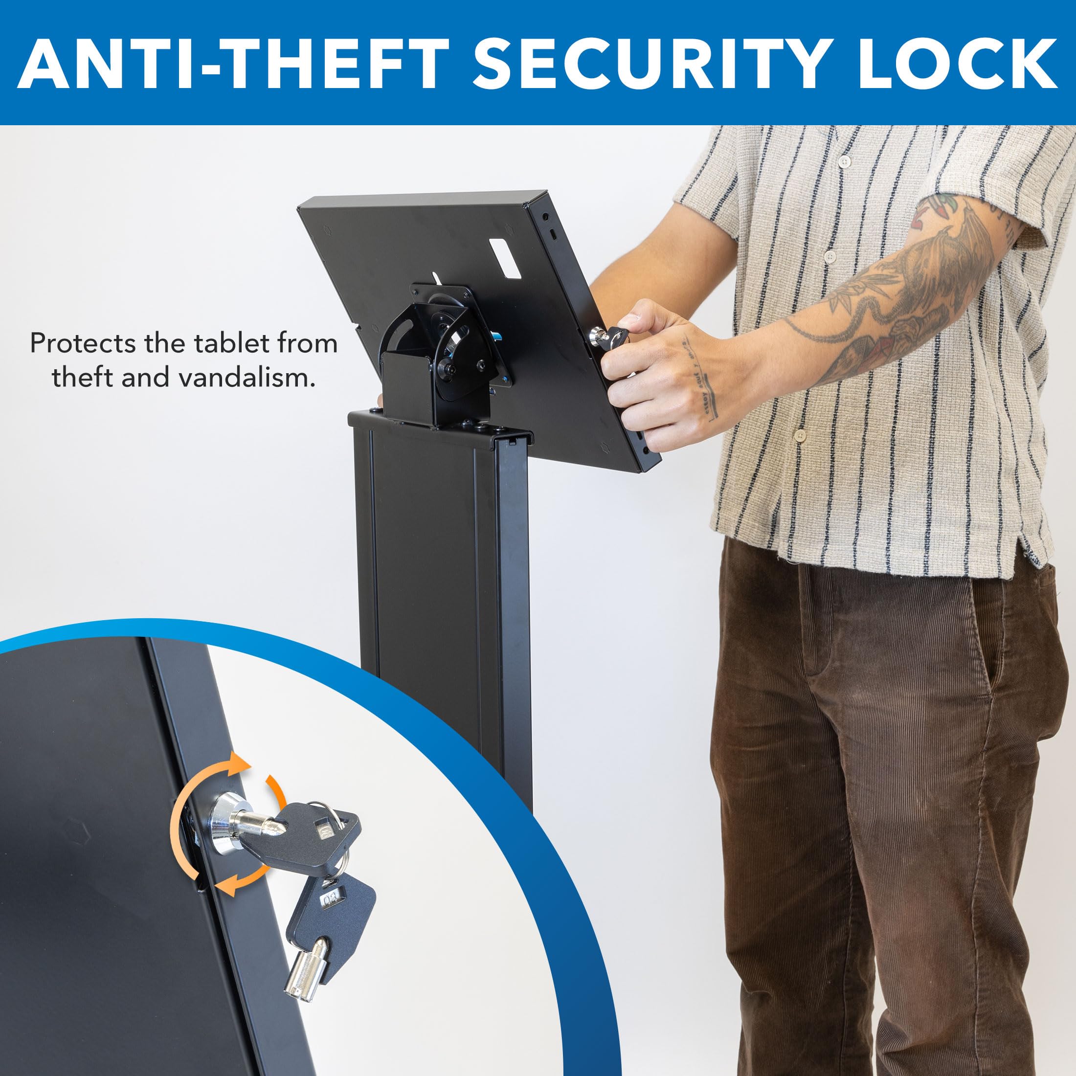 Mount-It! Secure Anti-Theft Tablet Floor Stand Kiosk with Universal Locking Enclosure - Compatible with iPad 7th-10th Gen, iPad Pro, iPad Air, 10.2 & 10.9 inch Models - Ideal for Retail Stores, Exhibitions, and Public Kiosk Displays
