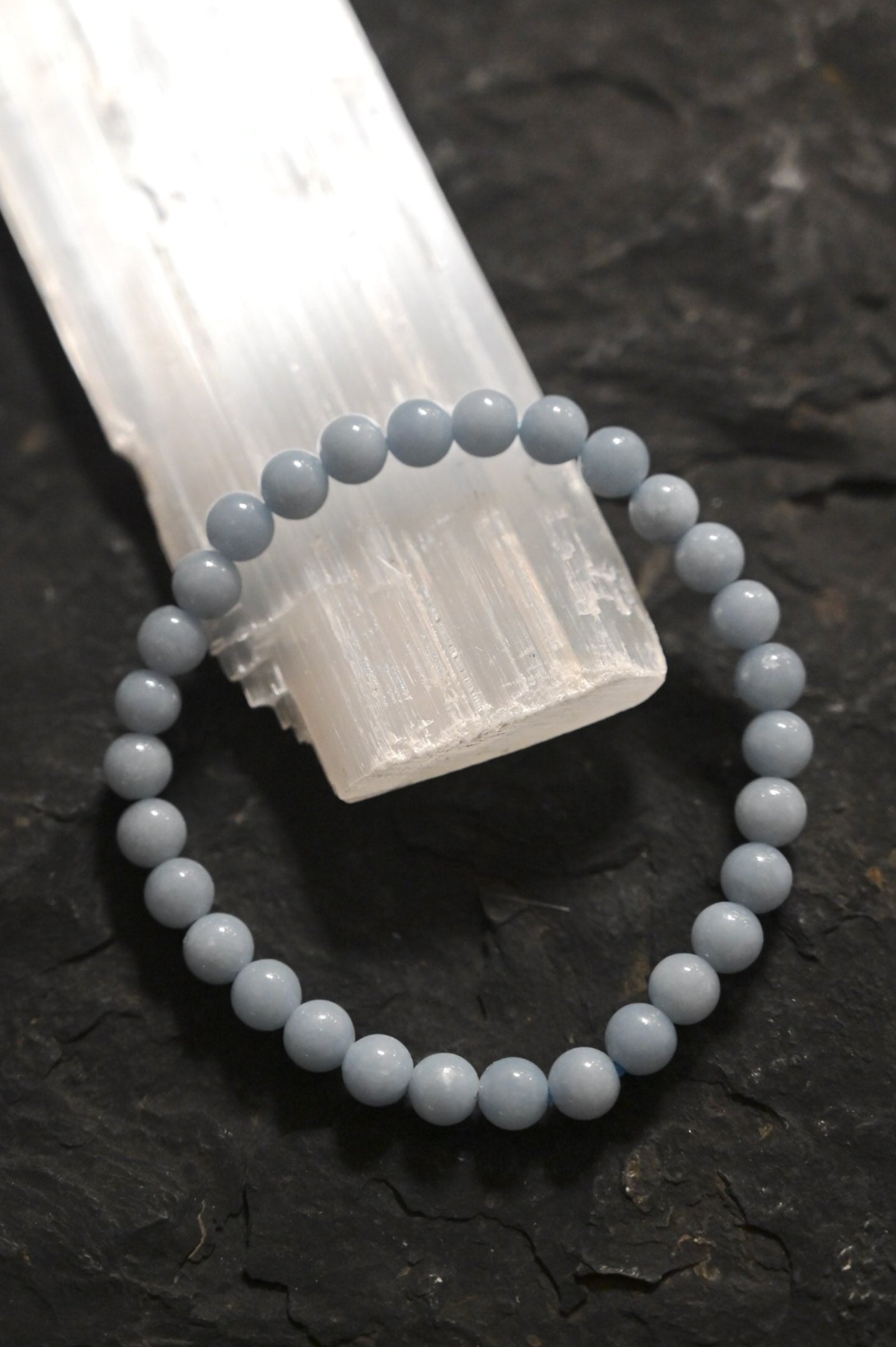 Angelite Healing Bracelet for Stress Relief & Calm - Natural Stone Beaded Jewelry for Meditation, Anxiety & Emotional Balance