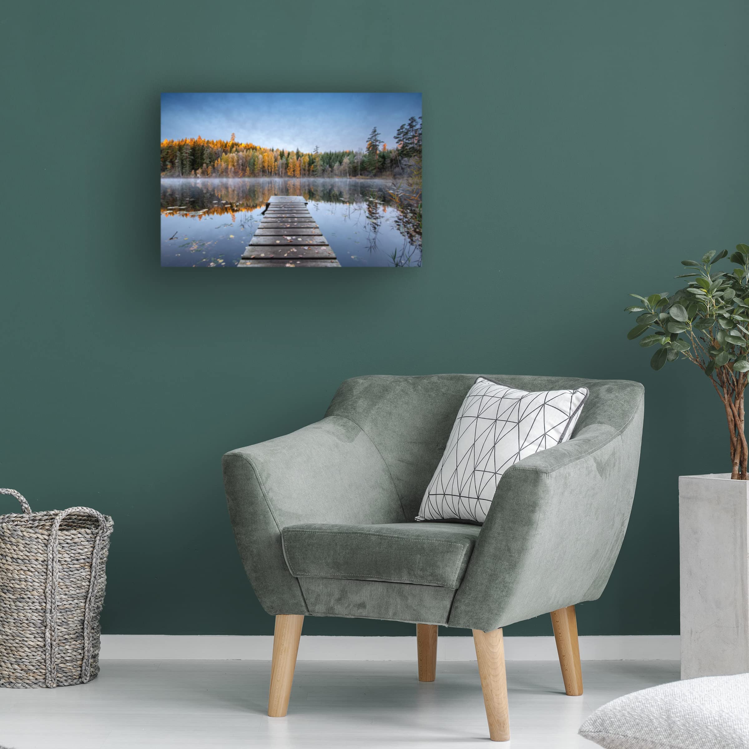 Trademark Fine Art 'Autumn Pier' Canvas Wall Art Print by Keller - Perfect for Living Room, Bedroom & Office Decor