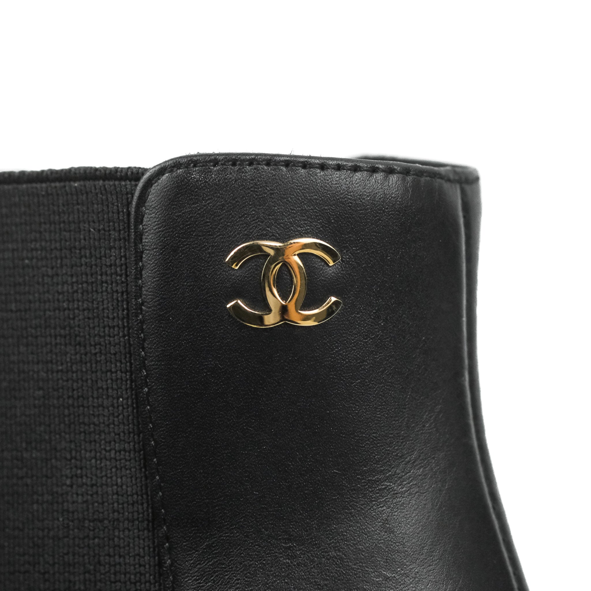 Chanel CC Black Leather Ankle Boots Women's Size 37.5 - Stylish & Comfortable for Evening Events & Office Wear