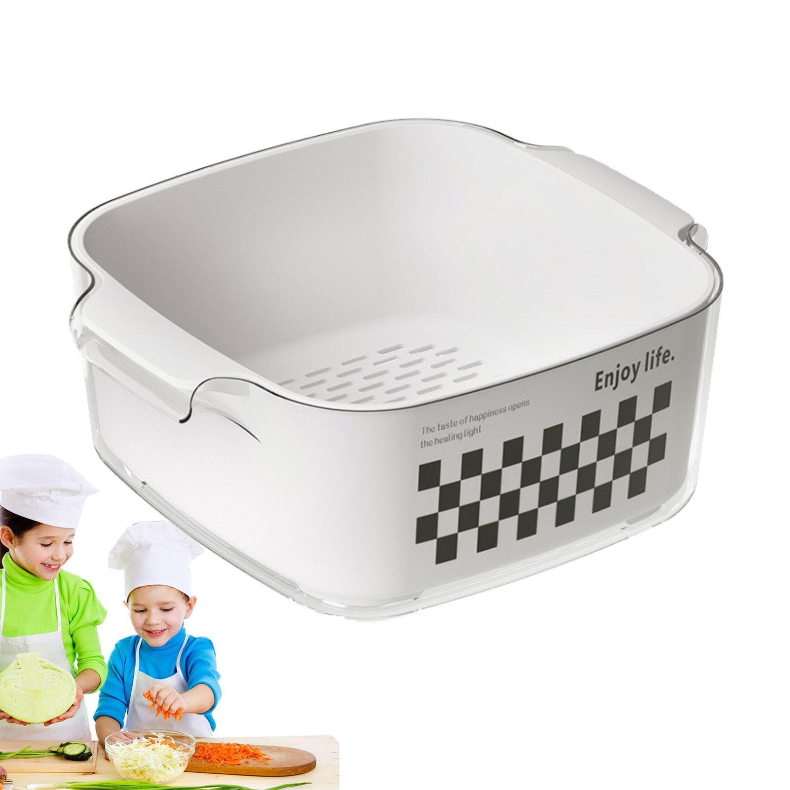 Salad Spinner Replacement - Vegetable Washing Basket & Fruit Strainer Bowl - Multipurpose Kitchen Tool for Washing, Draining, and Straining Fruits & Vegetables (Medium Square) - Perfect for Meal Prep, Healthy Eating, and Salad Making