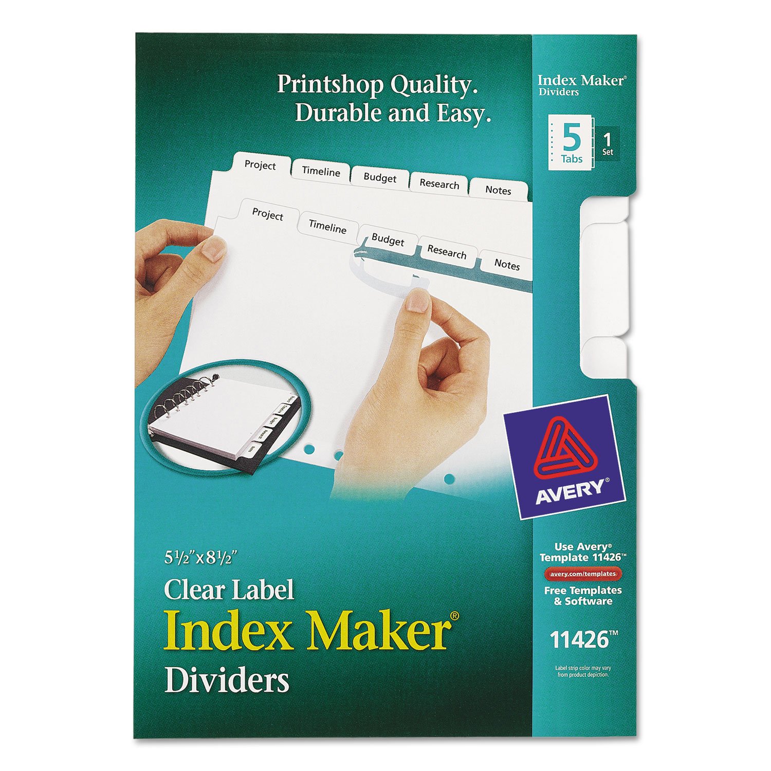 Avery 11426 Index Maker Dividers - 5-Tab White 8.5