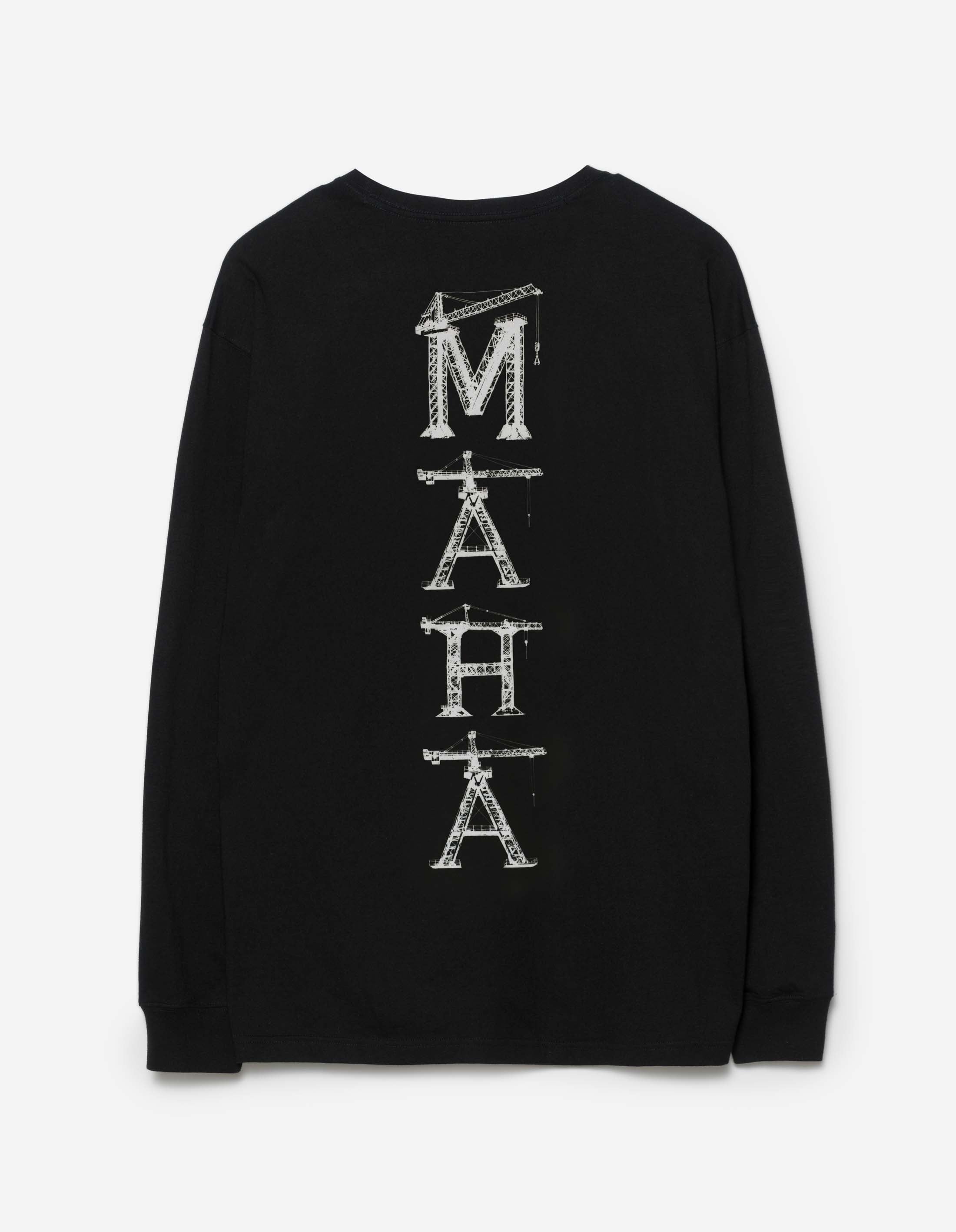 1584 Maha Cranes Long Sleeve T-Shirt for Men - Black Cotton Crewneck Tee | Casual Streetwear & Graphic Print Fashion | Perfect for Everyday Wear, Outings & Urban Style