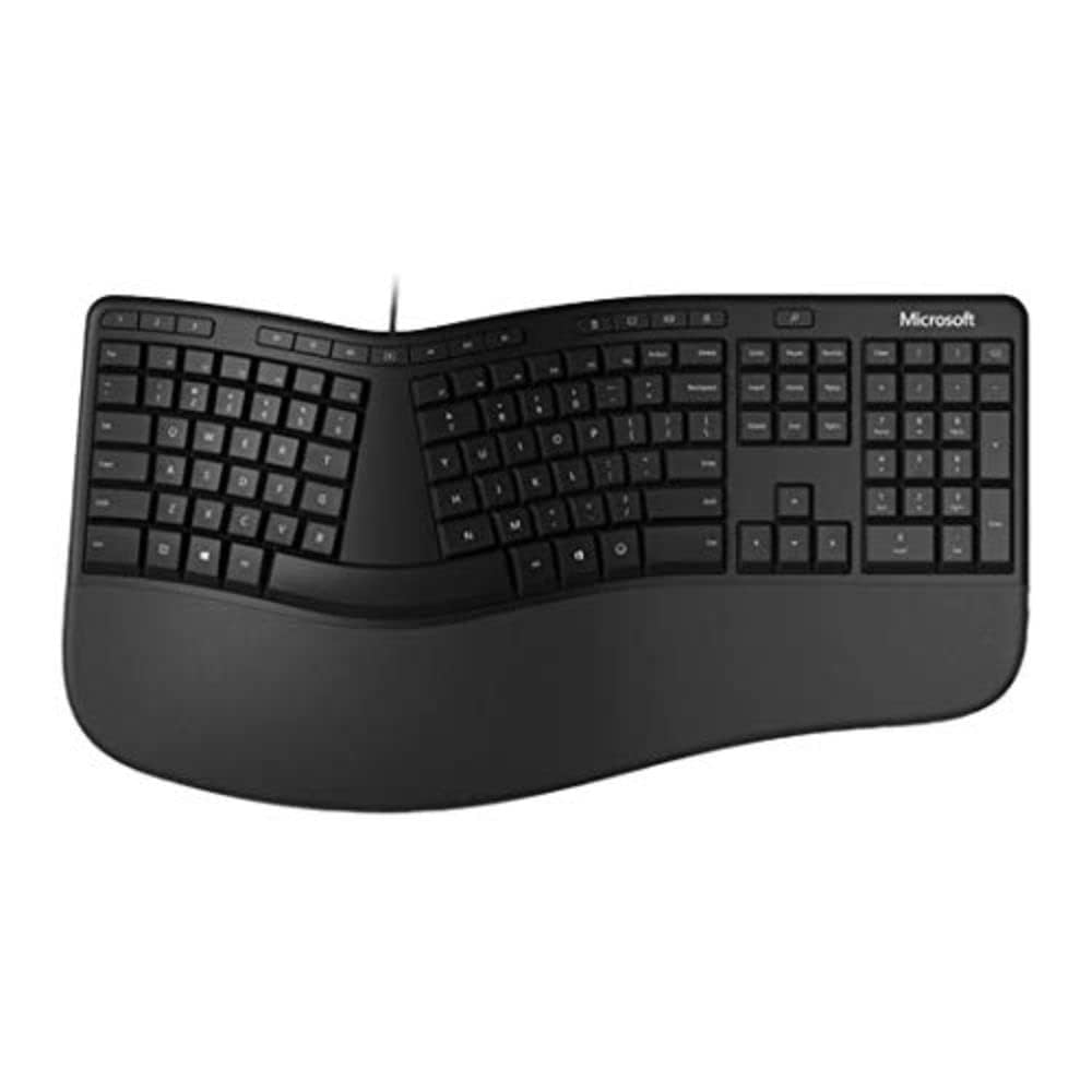 Microsoft LXM-00004 Ergonomic Wired Keyboard - Black | Comfort Typing for Office & Home Use, Reduce Wrist Strain for Long Work Sessions