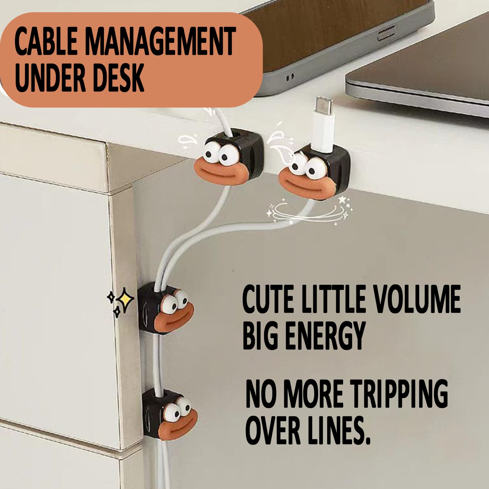12 Pack Magnetic Cable Clips Cord Holder - Cute Quirky Patterns Cord Organizer - Hide & Organize Phone Charging Cables - Adjustable Desk Cord Management for Home, Office, Nightstand - Perfect for Wires, Chargers & Headphones