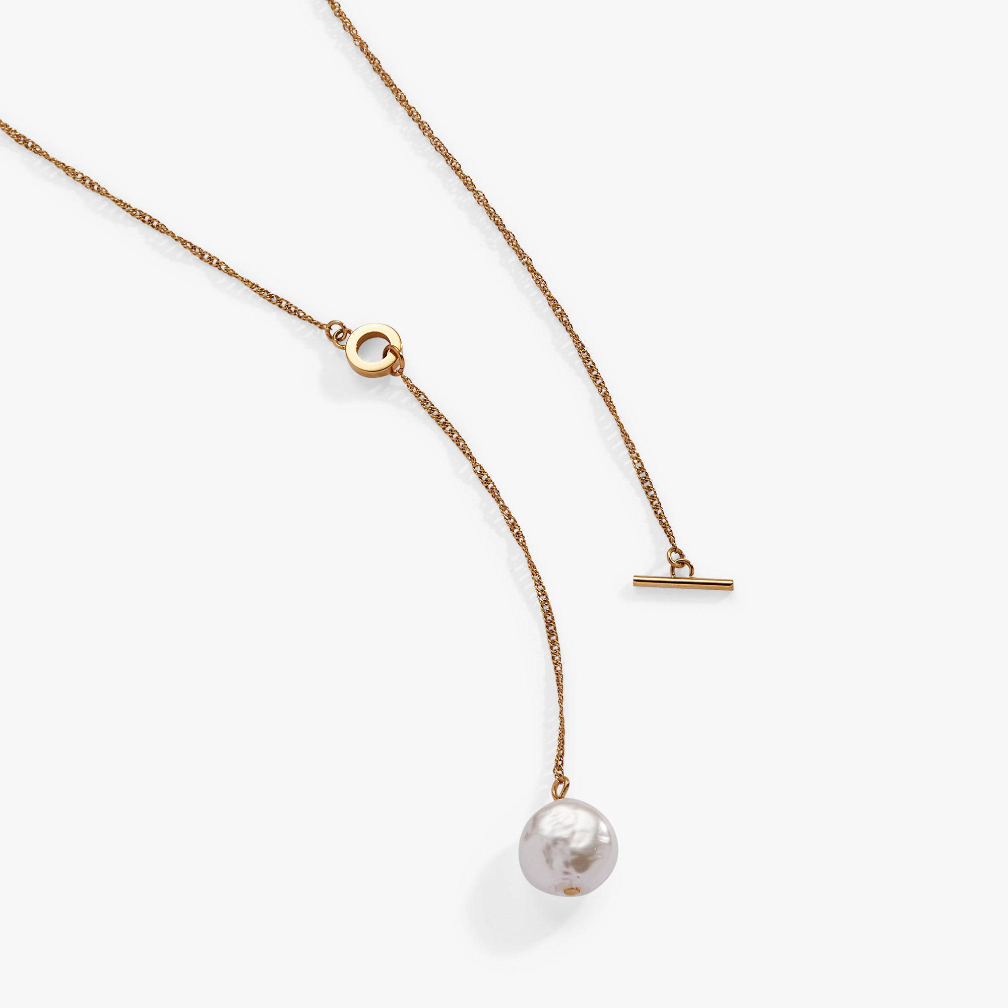 Elegant Coin Pearl Toggle Y Necklace for Women - Minimalist Dainty Jewelry Gift for Her - Perfect for Date Night & Special Occasions