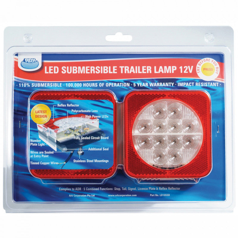 Ark LED Submersible Trailer Lights - Waterproof Combo Pack LD10SSB for Boat, RV & Truck Trailers - Durable Marine & Outdoor Lighting Solution