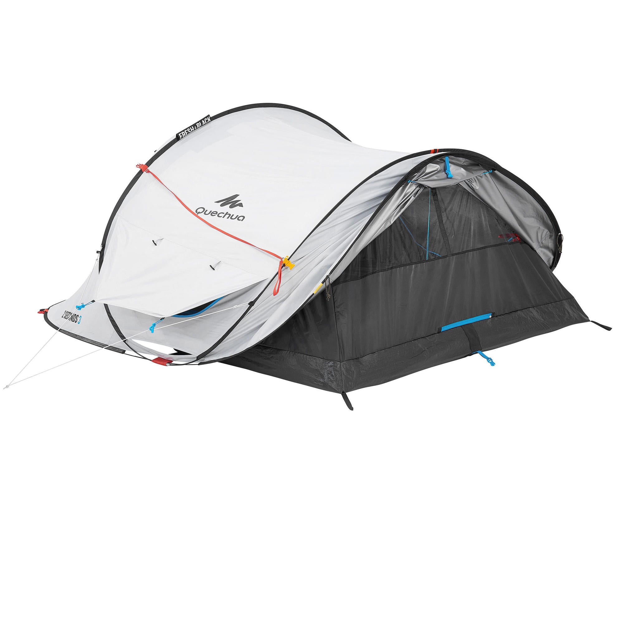 Quechua 2 Second Fresh & Black Waterproof Pop Up Camping Tent for 3 Person - Instant Setup for Hiking, Backpacking & Outdoor Adventures