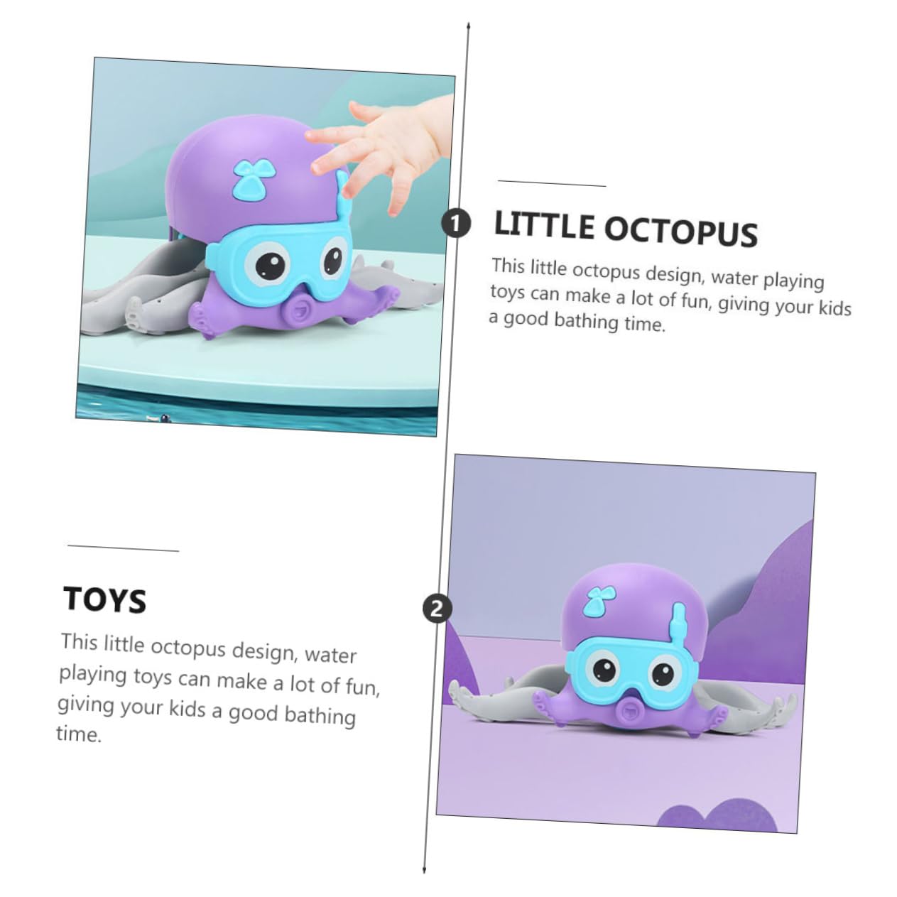Fun Swimming Octopus Toy for Kids - Purple Plastic Underwater Bath Toy for Boys & Girls - Perfect for Pool, Bathtub & Beach Playtime