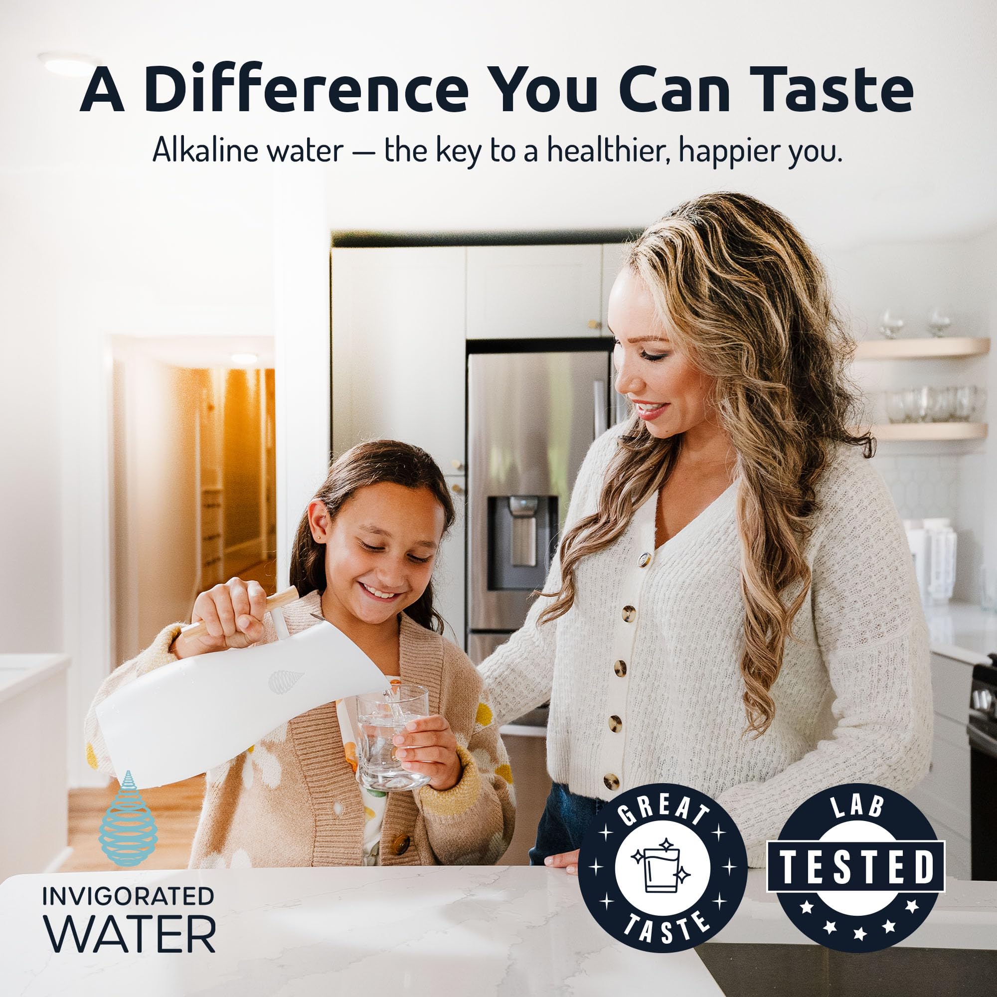 Invigorated Water pH Vitality Stainless Steel Alkaline Water Filter Pitcher - High pH Water Purifier with 1 Alkalizer Filter (400L Capacity, 8-Cup/1.9L, Black) | Perfect for Home, Office & Travel Hydration | Improves Taste & Boosts Energy