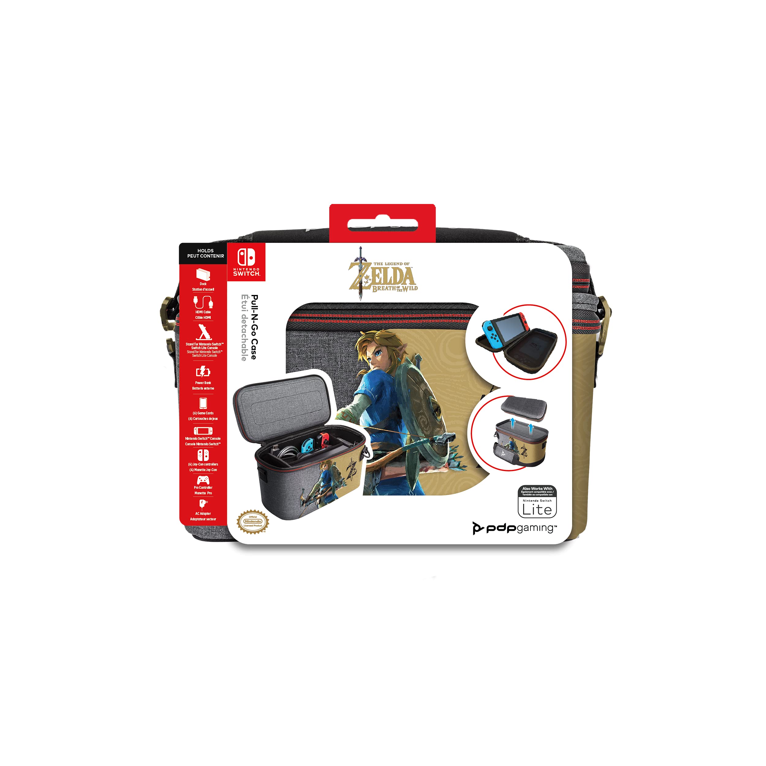 PDP Pull N Go Travel Case for Nintendo Switch & Switch Lite - Compatible with Zelda Edition | Perfect for Gaming On The Go & Travel Protection