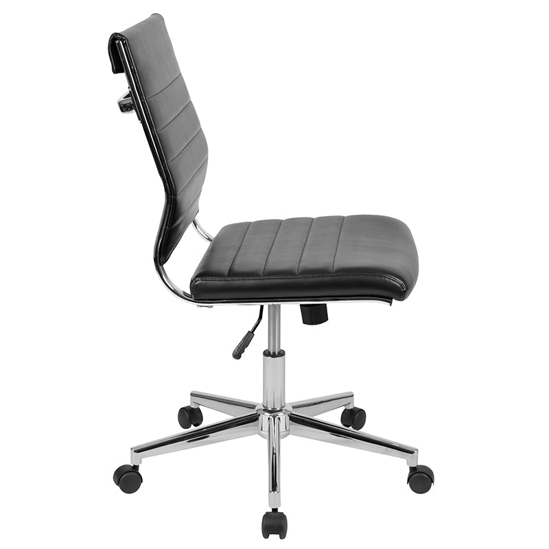 FLASH Hansel Mid Back Executive Office Chair - White LeatherSoft Upholstery, Ergonomic Swivel Design for Home & Office Workspace - Perfect for Desk Work, Conference Rooms & Professional Environments