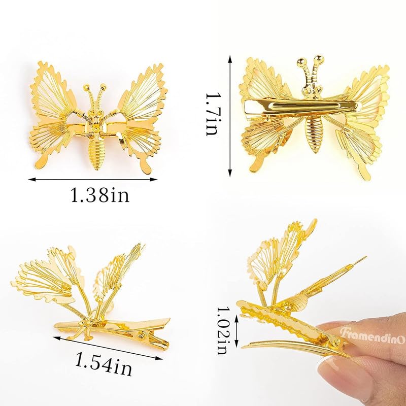 Staila 6 PCS 3D Hair Clips - Gold & Silver Metal Moving Butterfly Hair Barrettes for Women & Girls | Cute Hair Accessories for Parties, Weddings & Daily Styling